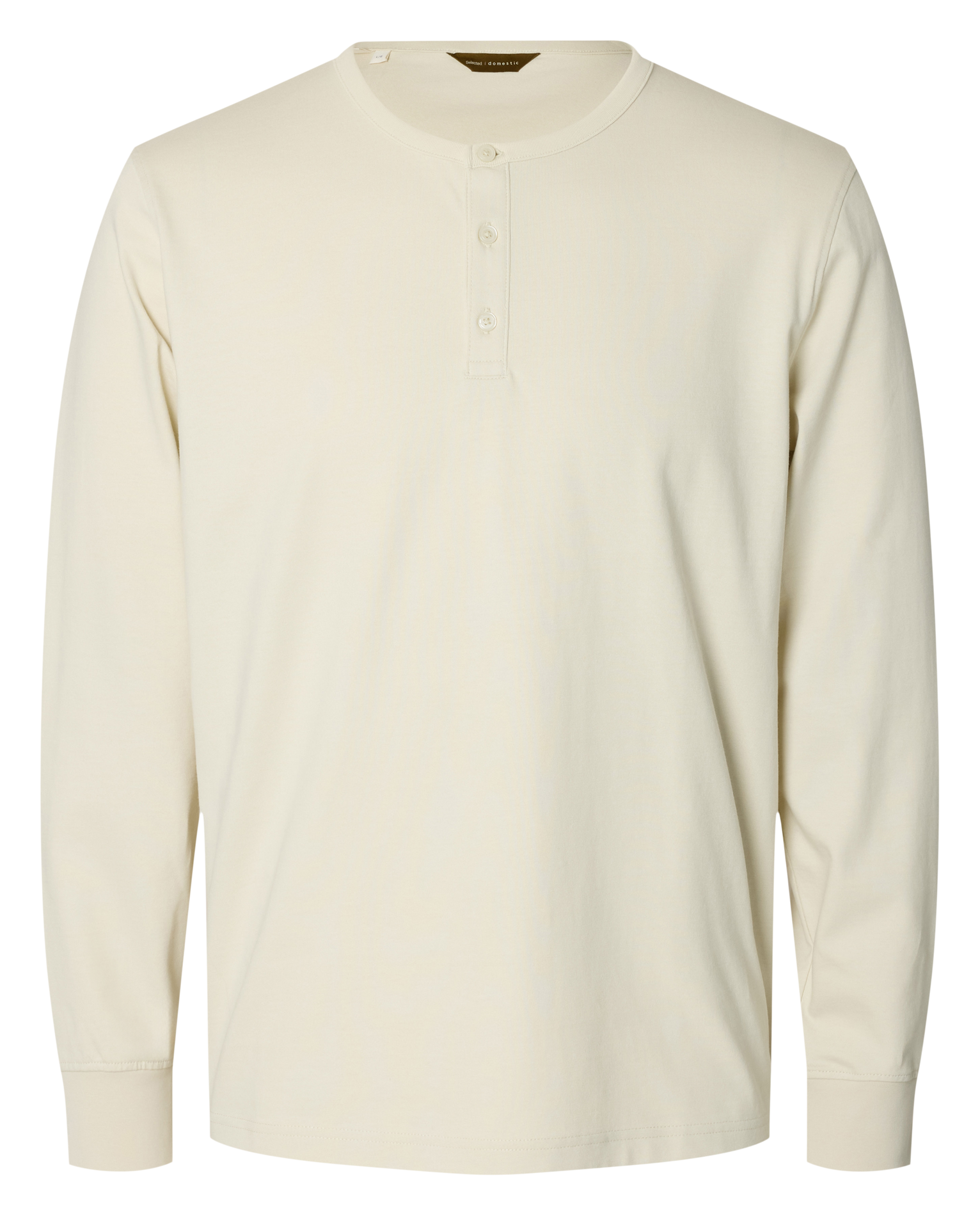 Tee-shirt col rond boutonné uni SELECTED Beige