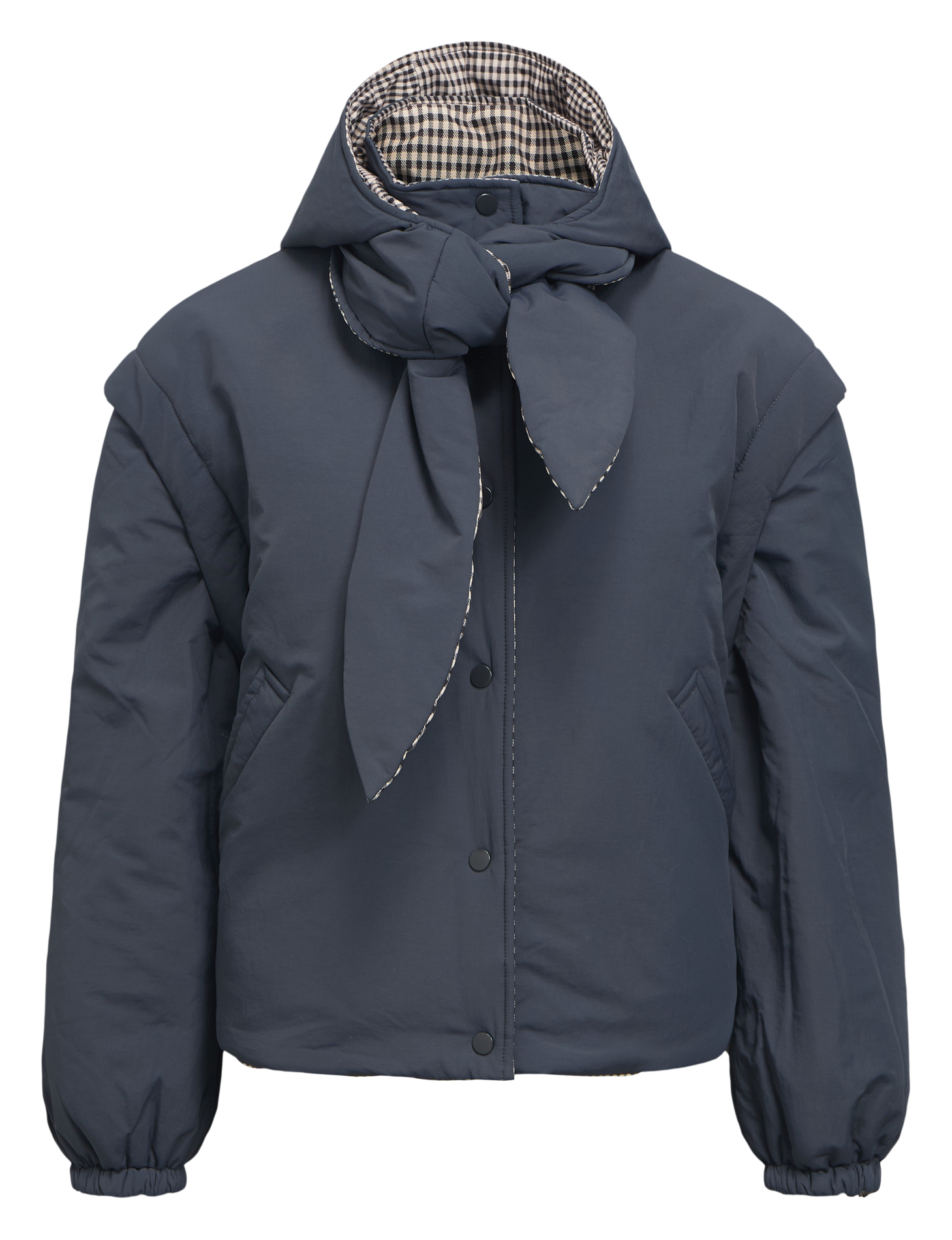 Printed padded jacket with high collar OBJECT Grey