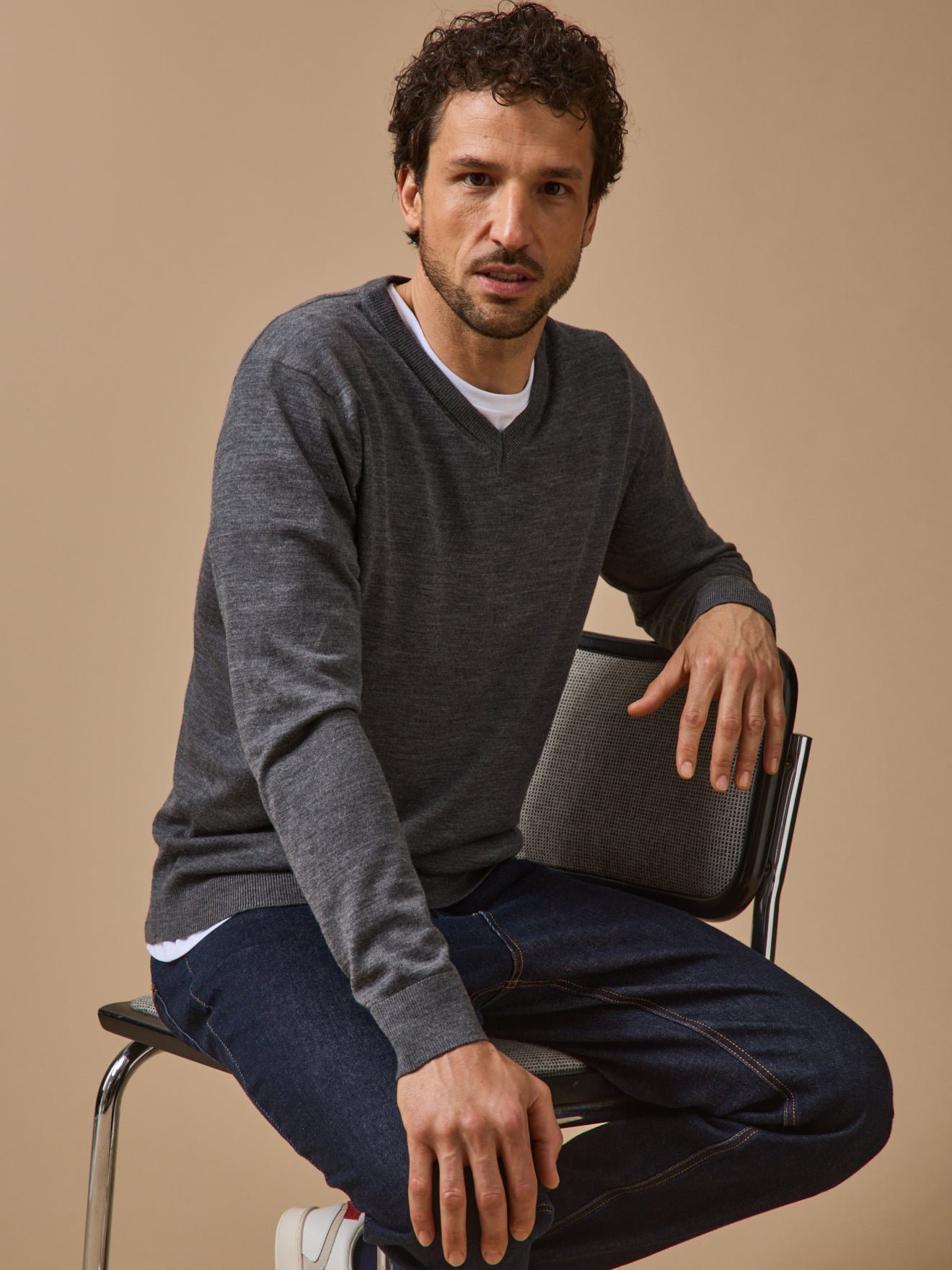 Fine merino wool V-neck sweater CYRILLUS Grey