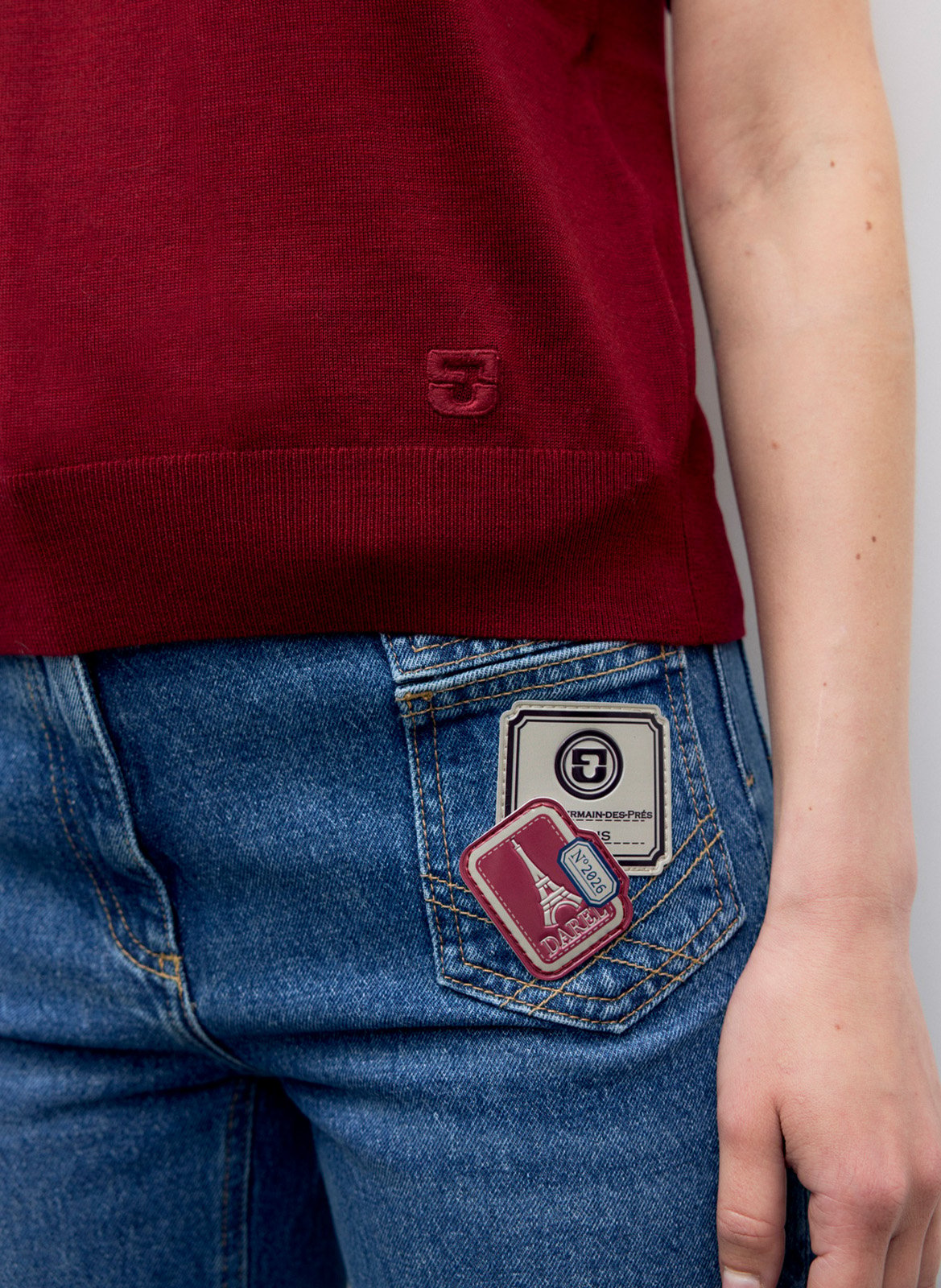 Kurzarm-Pullover aus Wolle. GERARD DAREL Rot