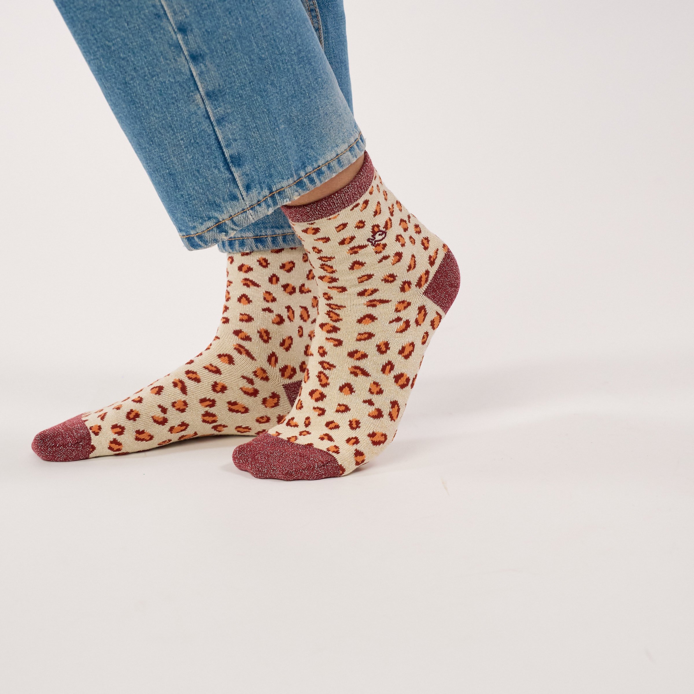 Leopard Combed Cotton Socks | Beige BILLYBELT Women