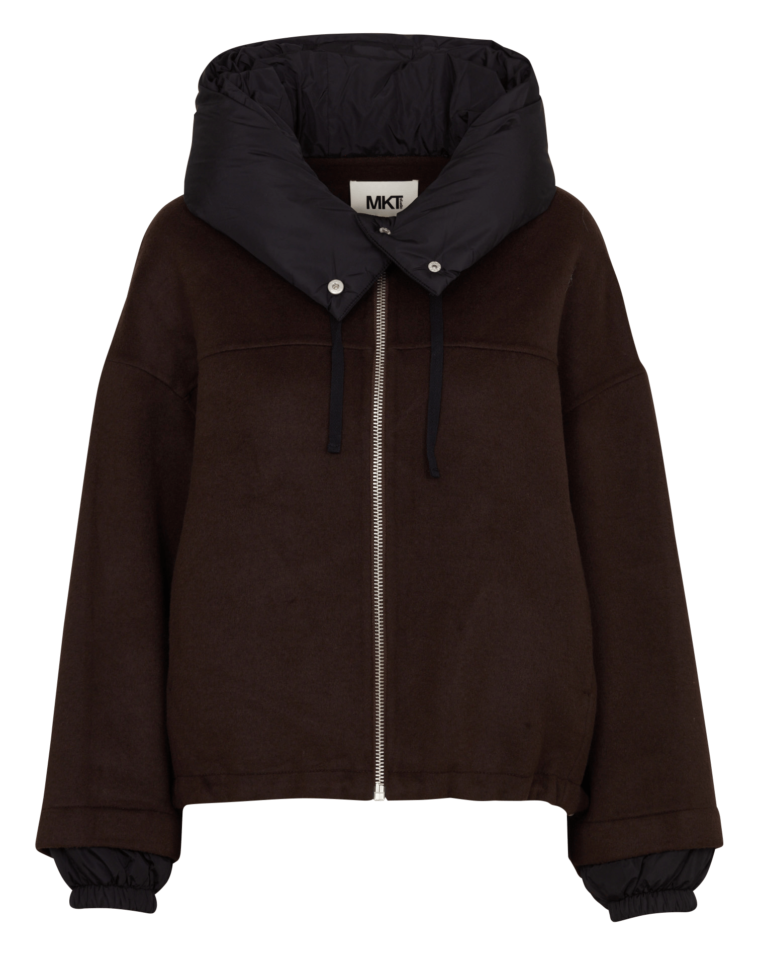 Veste ample col montant en laine mélangée MKT Marron