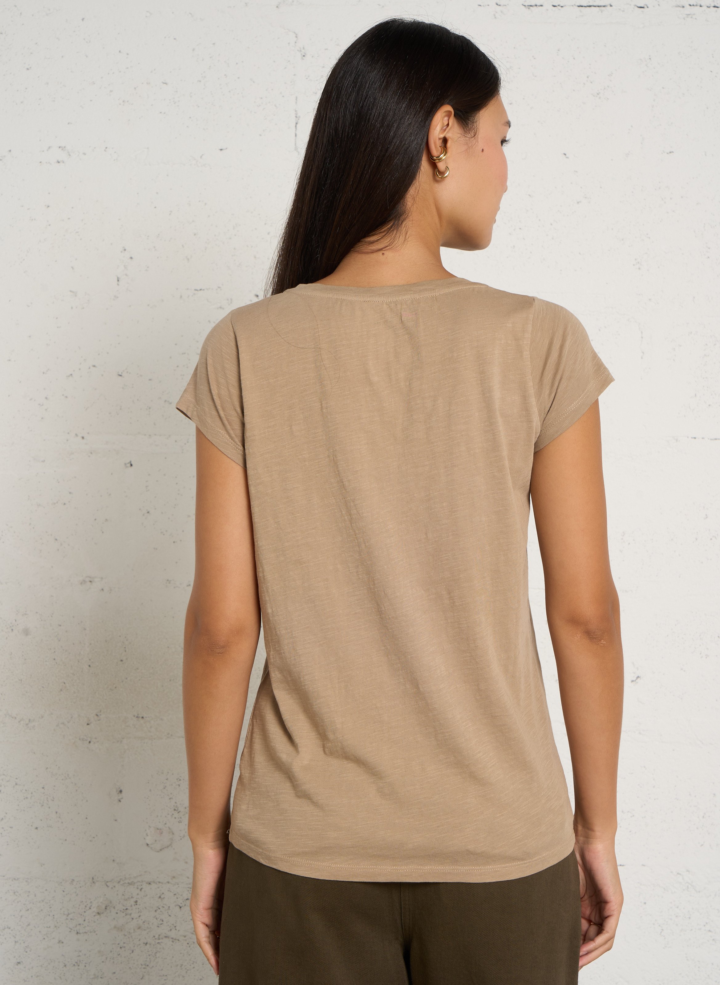 Tee-shirt brodé en coton bio LEON & HARPER Beige