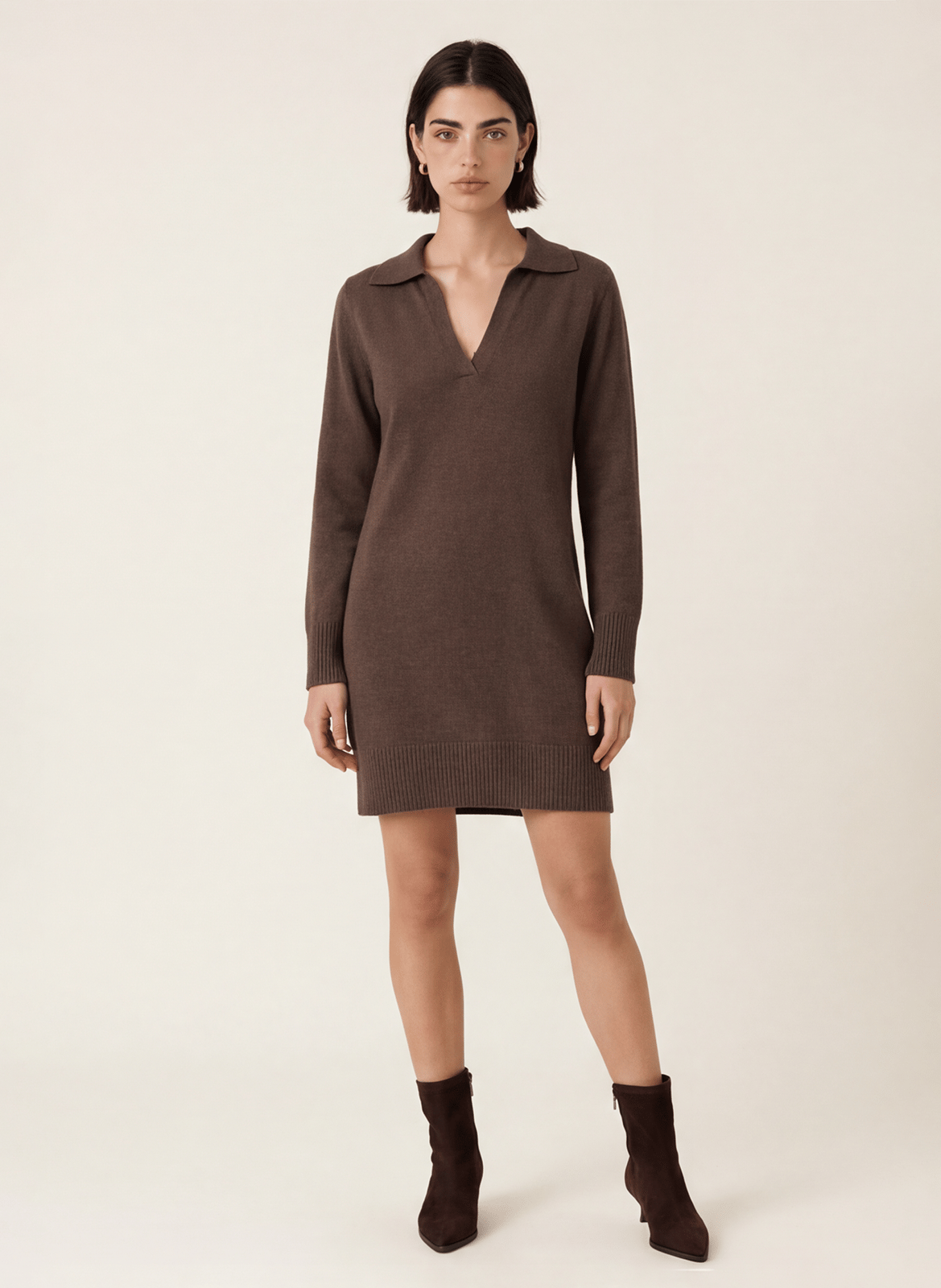 Robe courte droite en laine et cachemire KOOKAI