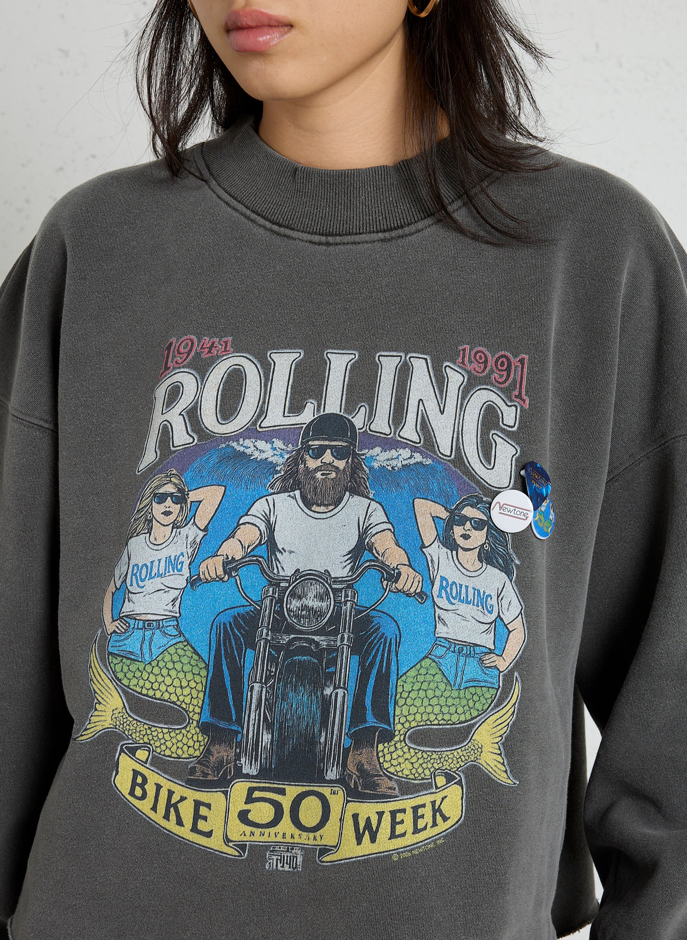 Baumwoll-Sweatshirt mit Rundhalsausschnitt NEWTONE Grau