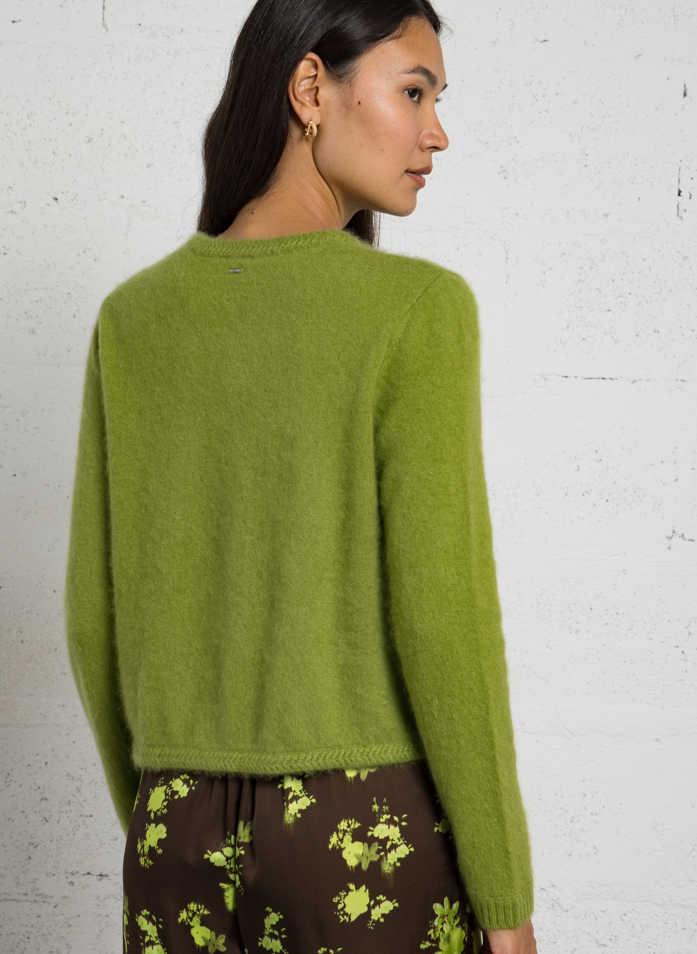 Strickjacke aus Wolle mit Rundhalsausschnitt IKKS Grun
