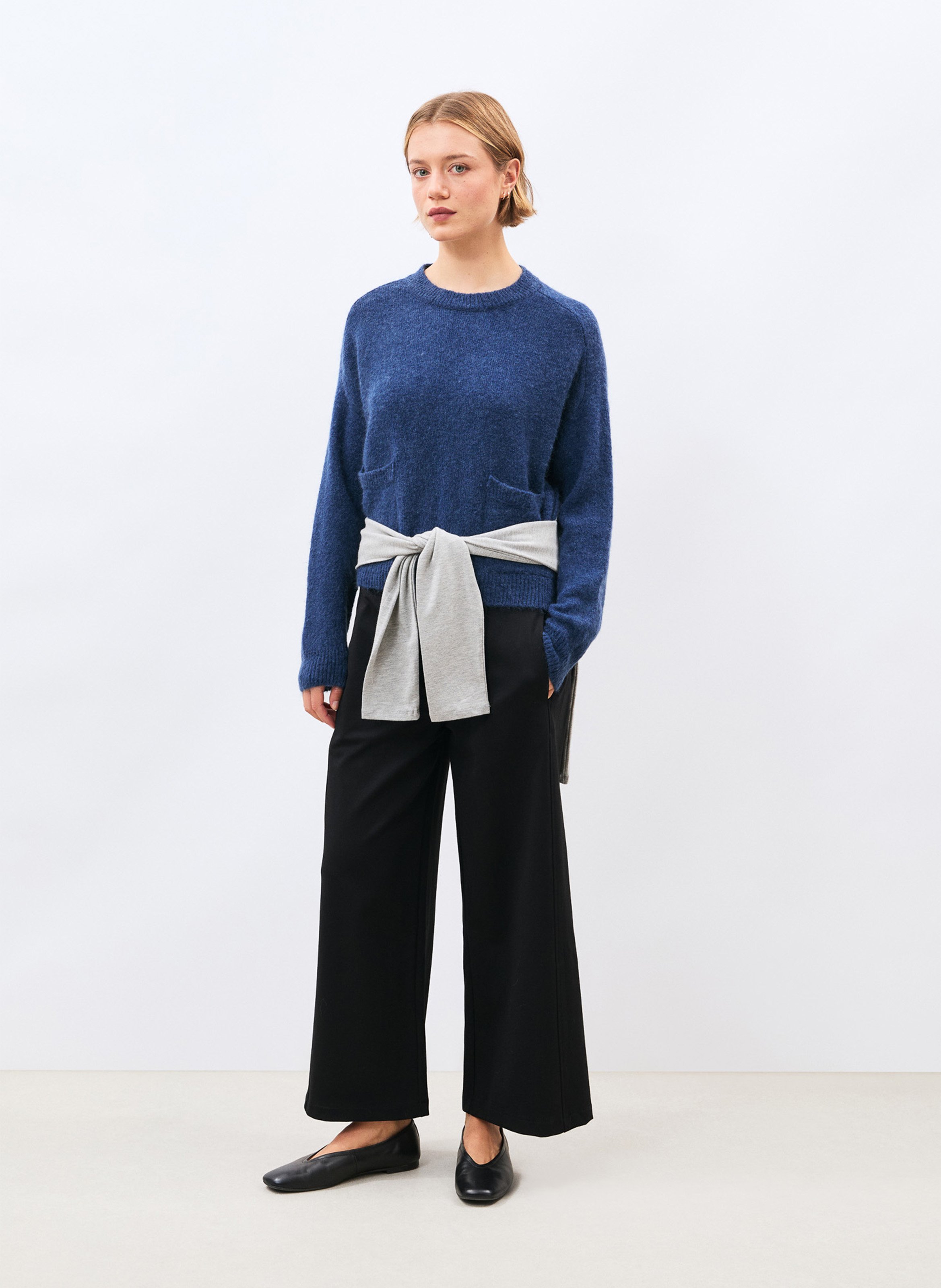 Pull ample col rond HUMILITY Bleu