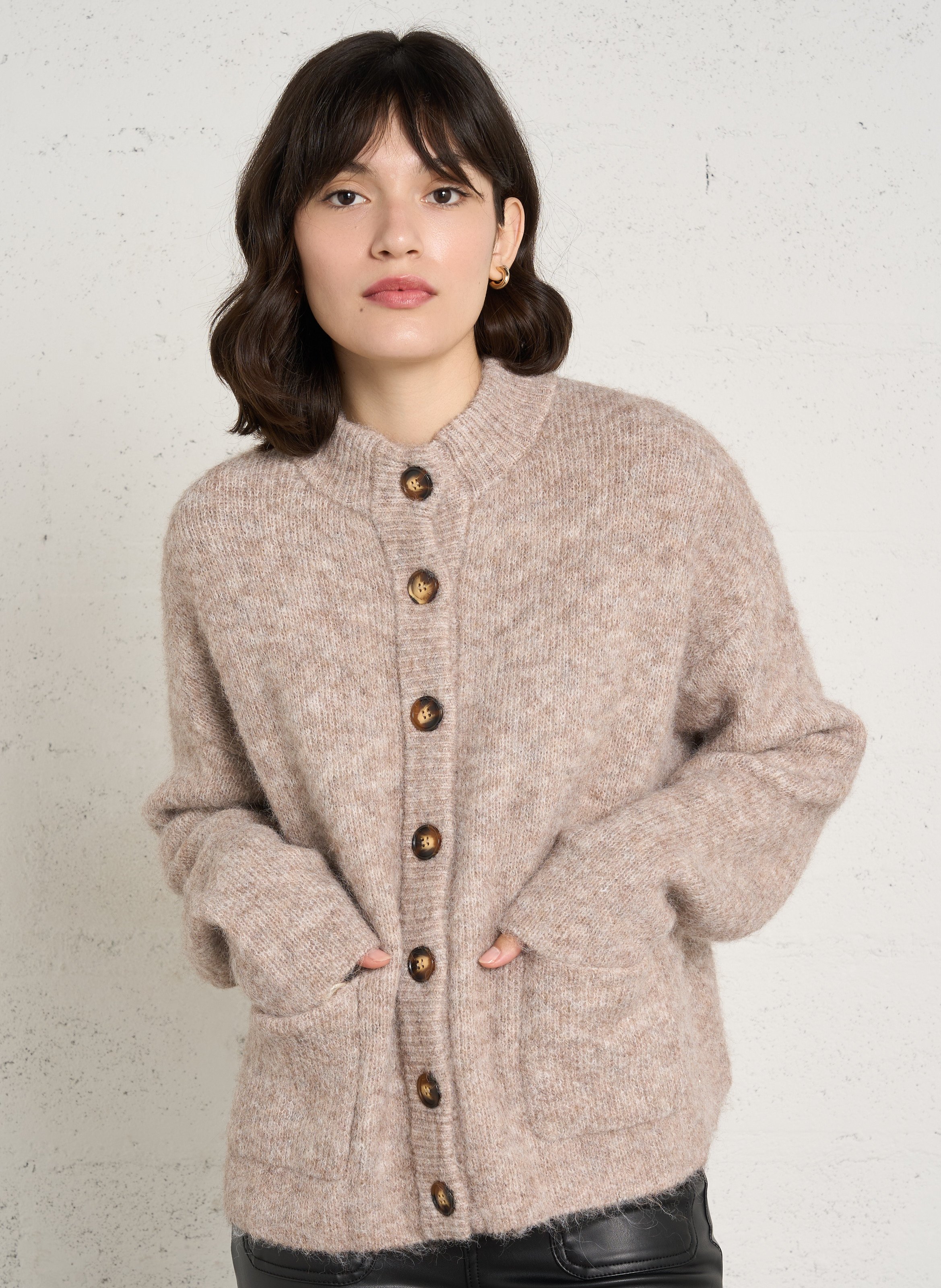 Oversized buttoned knit cardigan LA PETITE ETOILE Brown