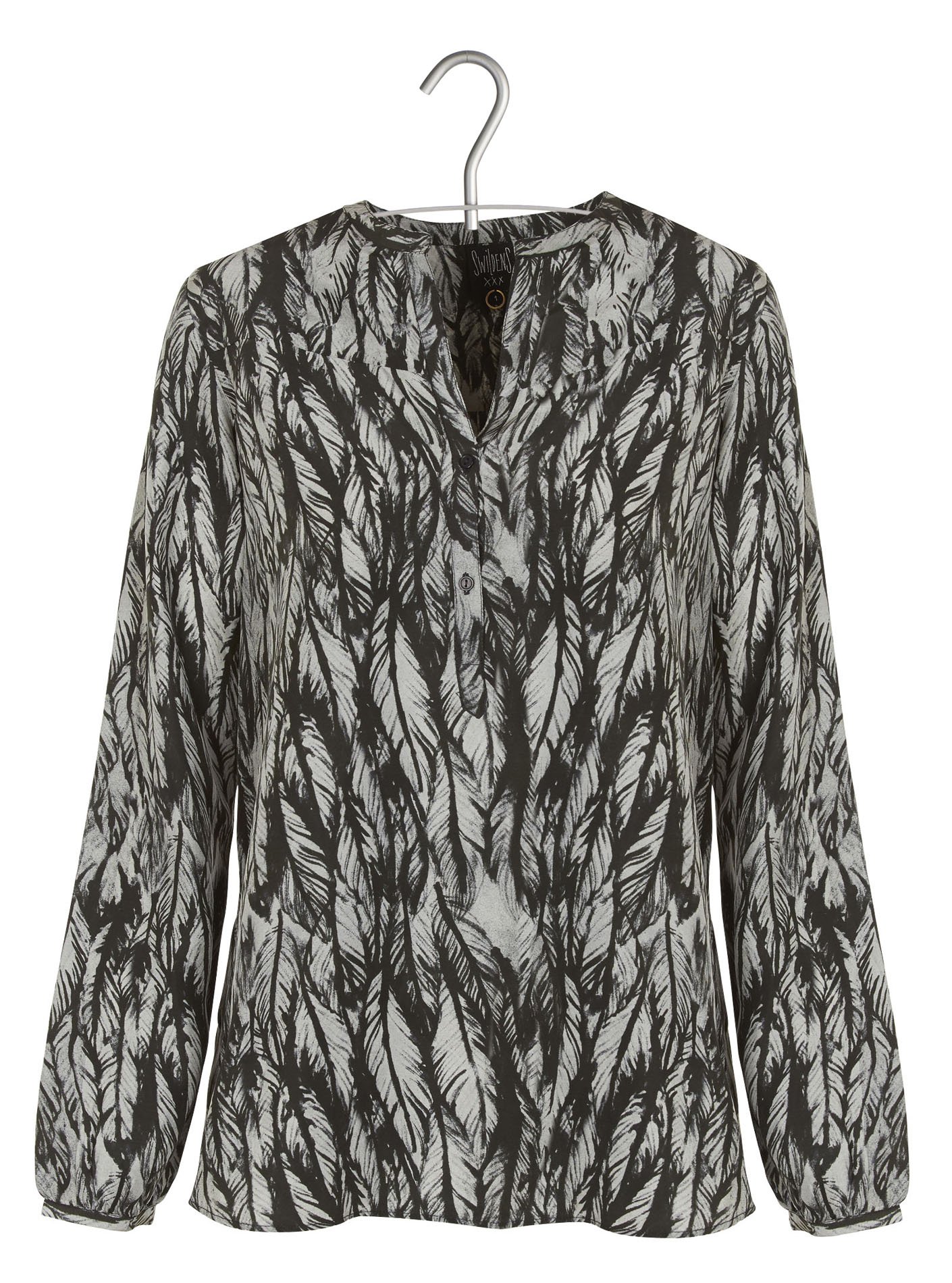 Proverb V-neck printed silk shirt SWILDENS Black