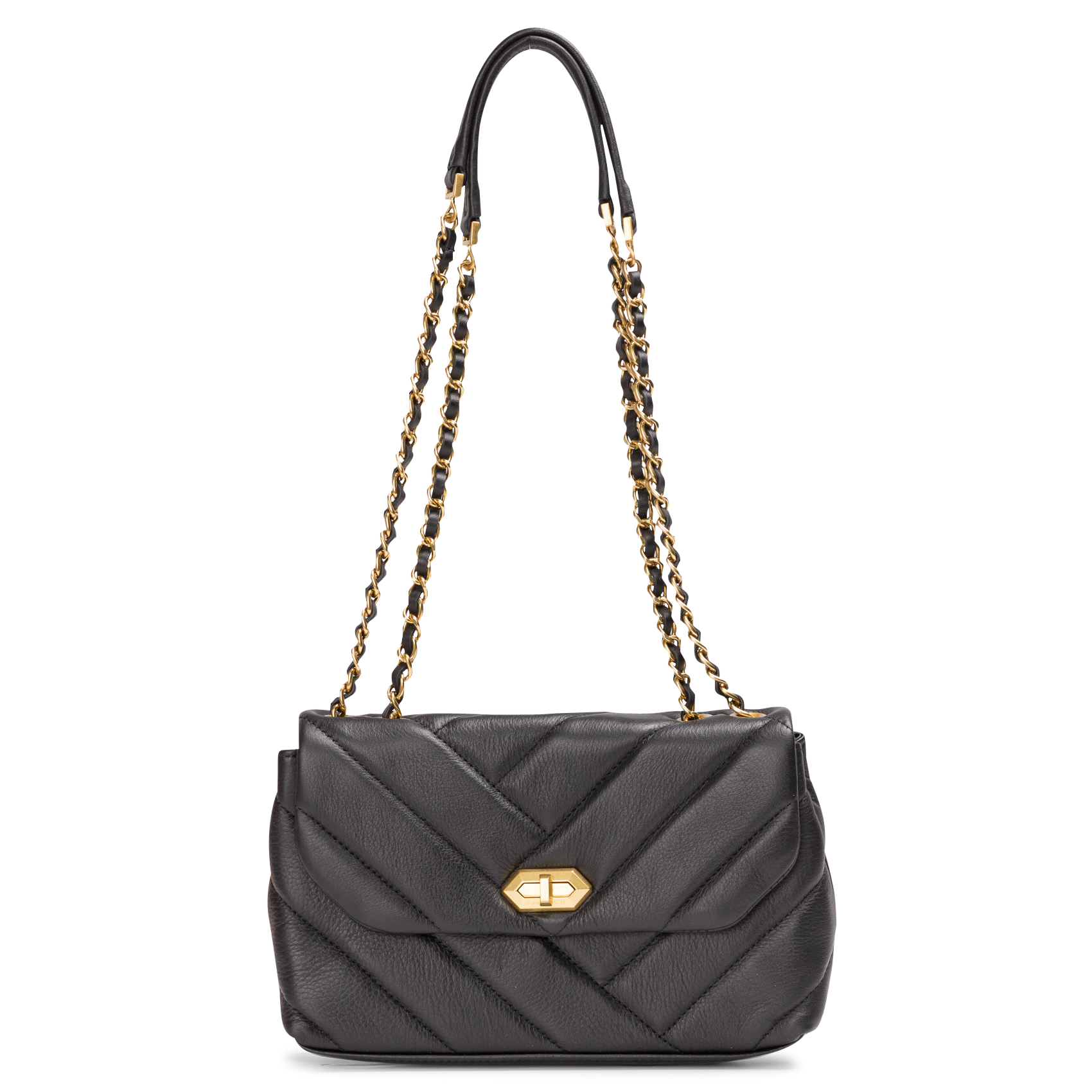 Gewatteerde, leren tas met schouderriem LANCASTER PARIS Zwart