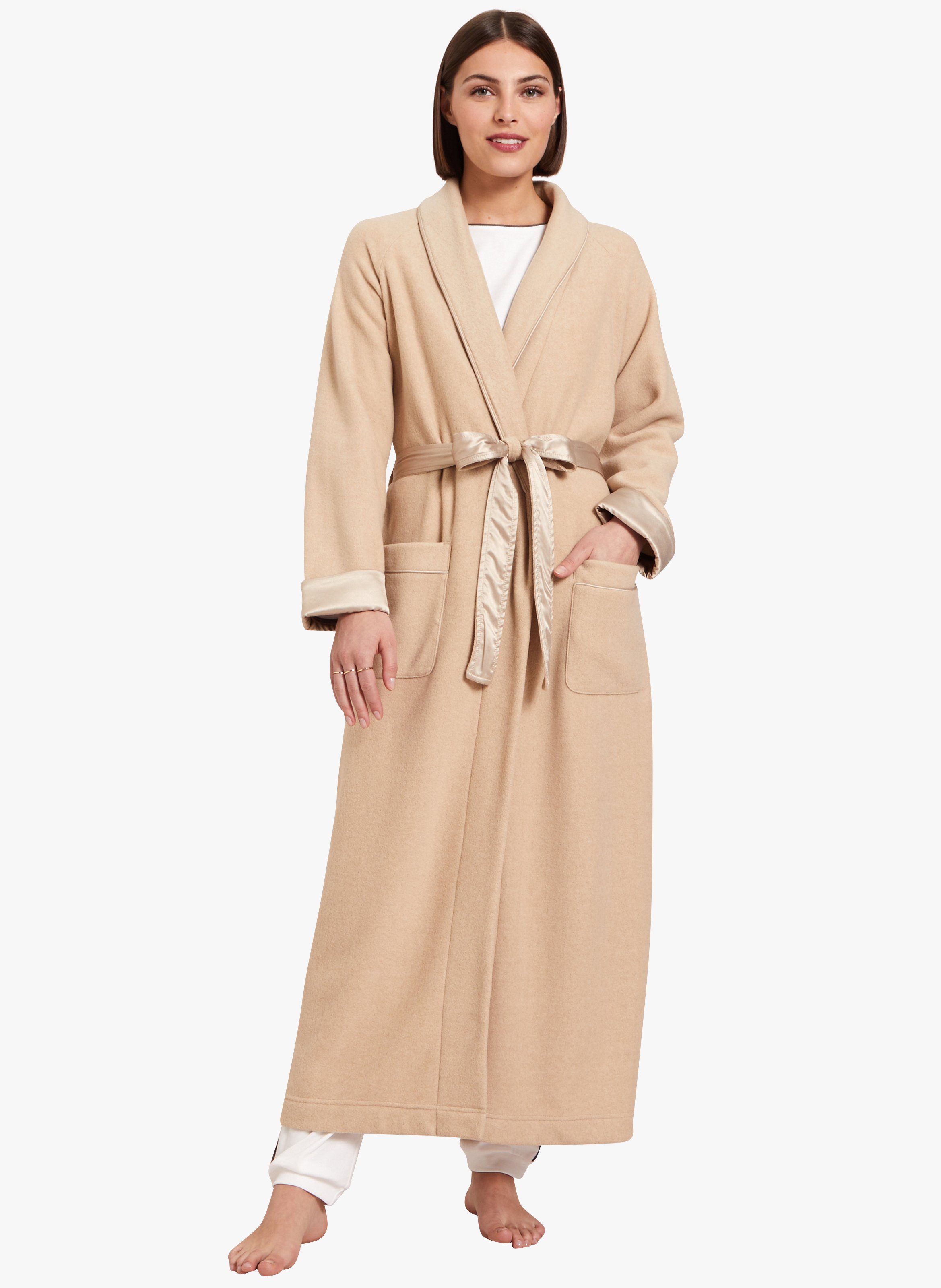 Beige Bathrobe with tailored collar