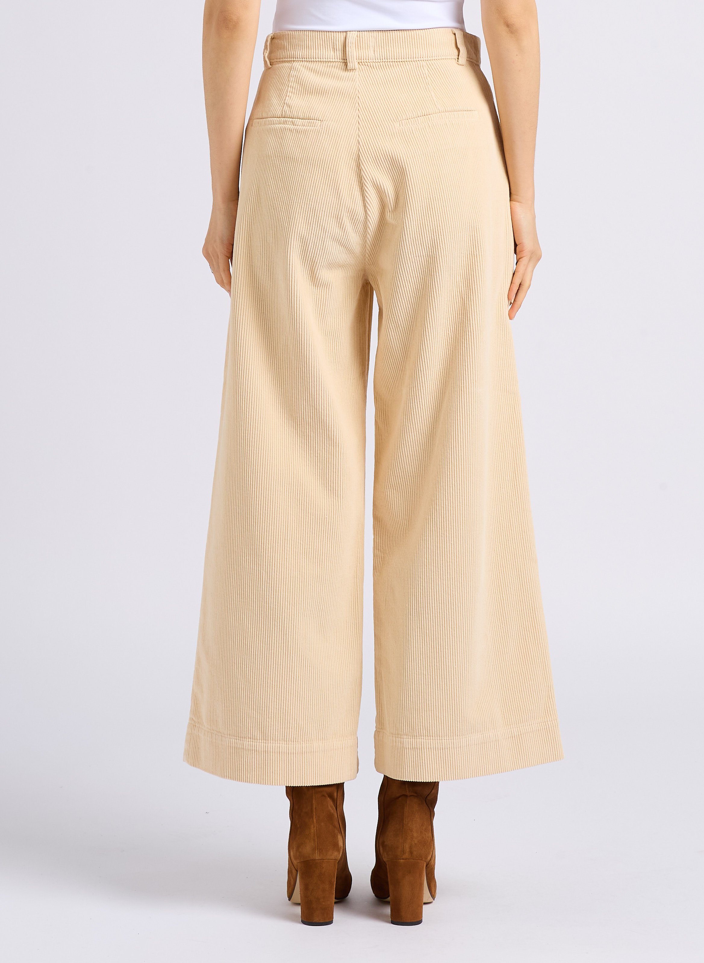 Wide-leg corduroy pants White