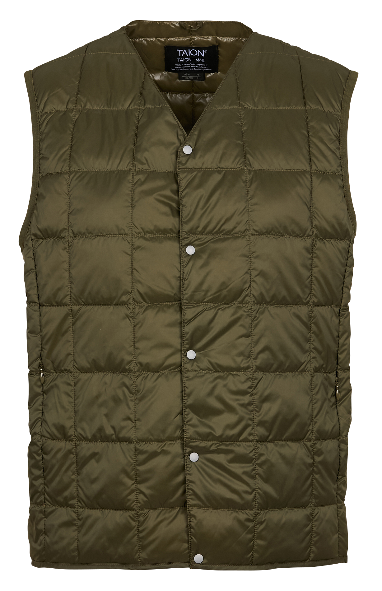Doudoune droite sans manches TAION Kaki
