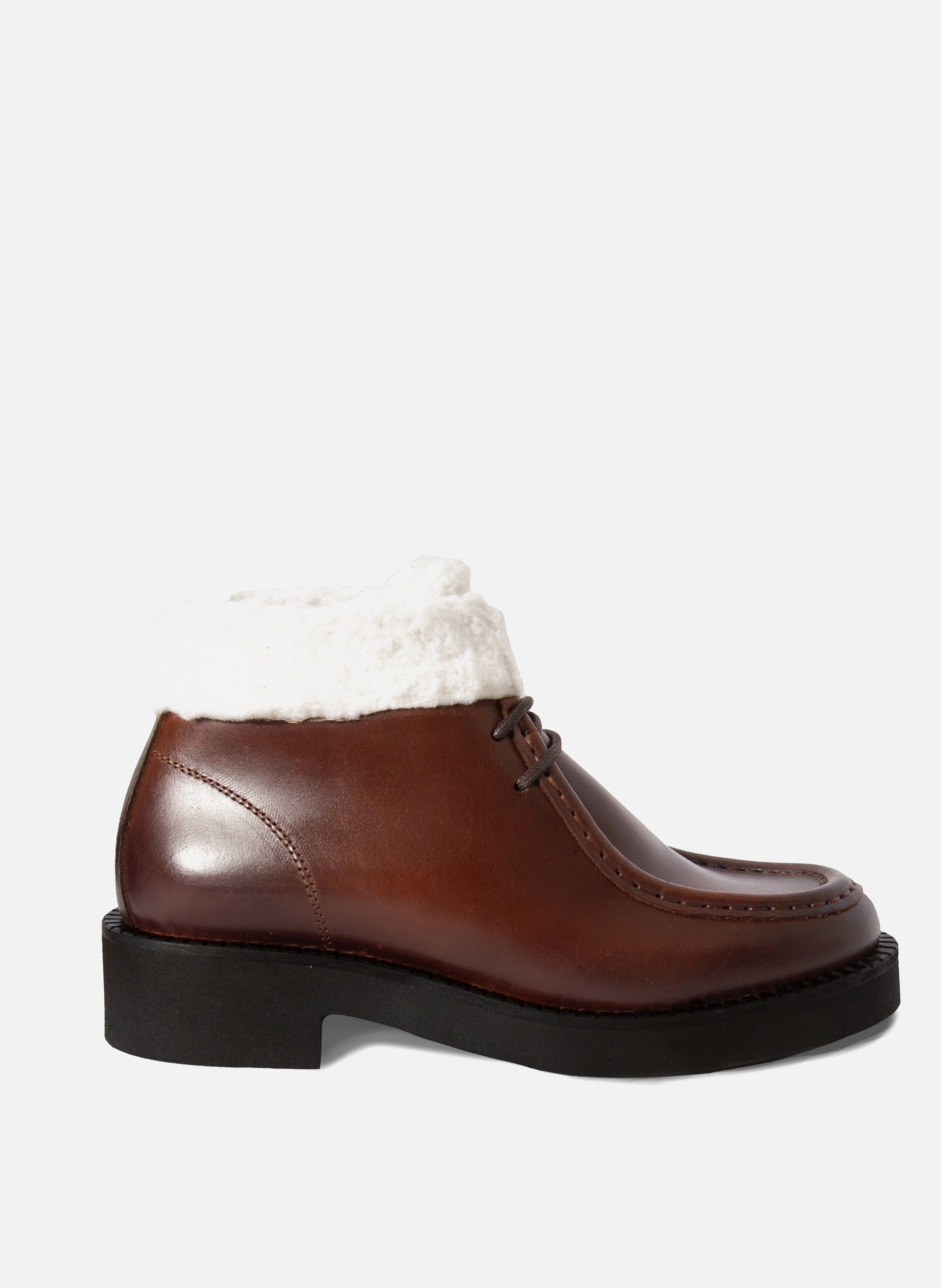 Low leather fur-lined ankle boots JULES & JENN Brown
