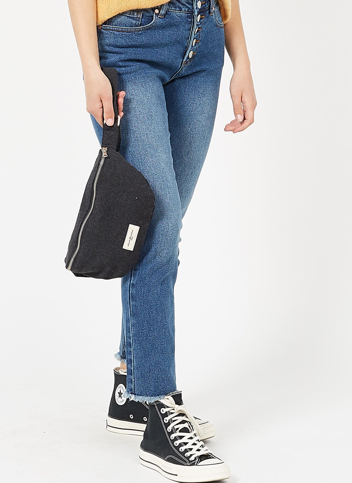 Zipped recycled cotton waist bag RIVEDROITE PARIS Black