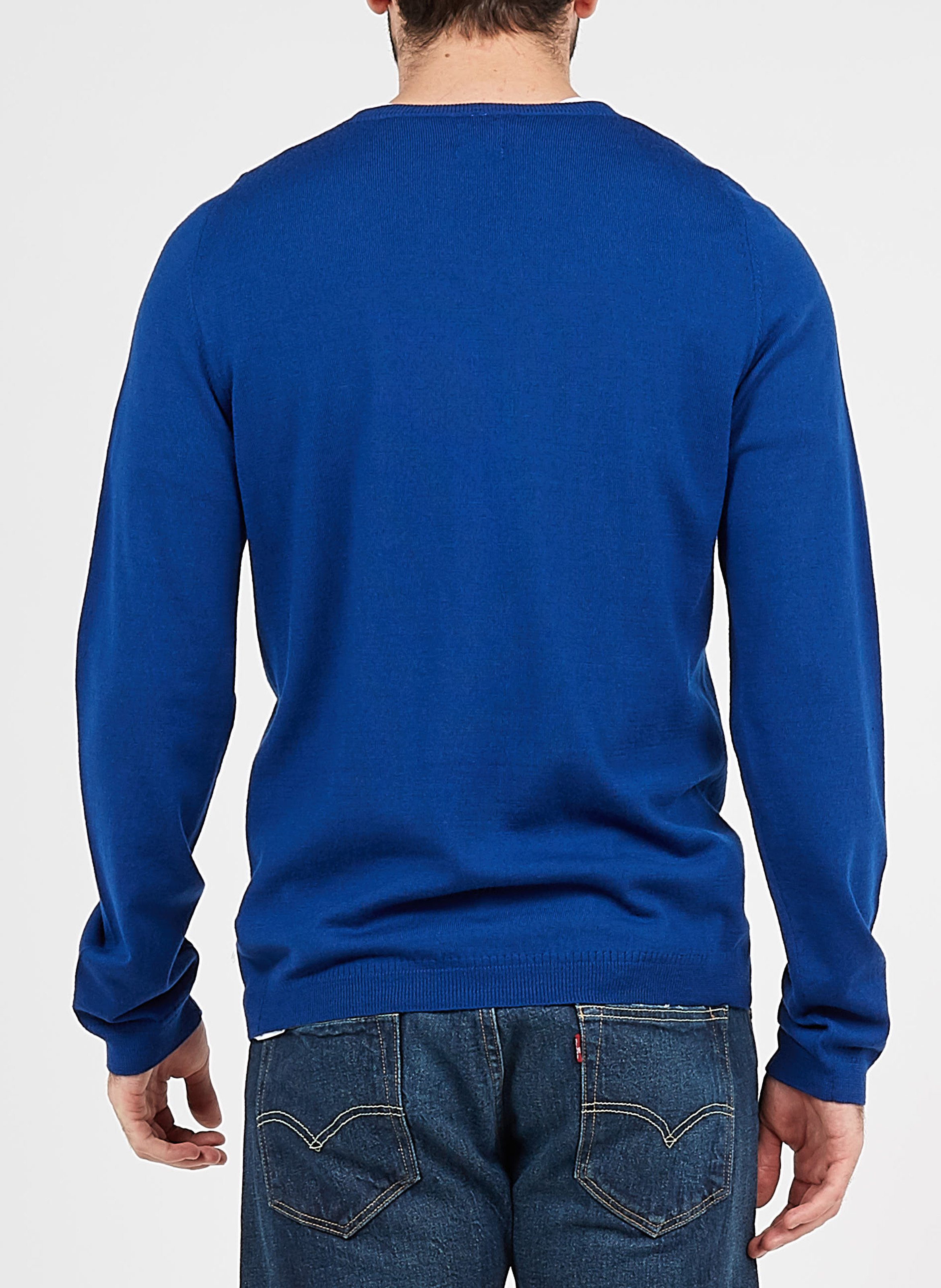Wollpullover mit V-Ausschnitt, Regular Fit AU PRINTEMPS PARIS Blau