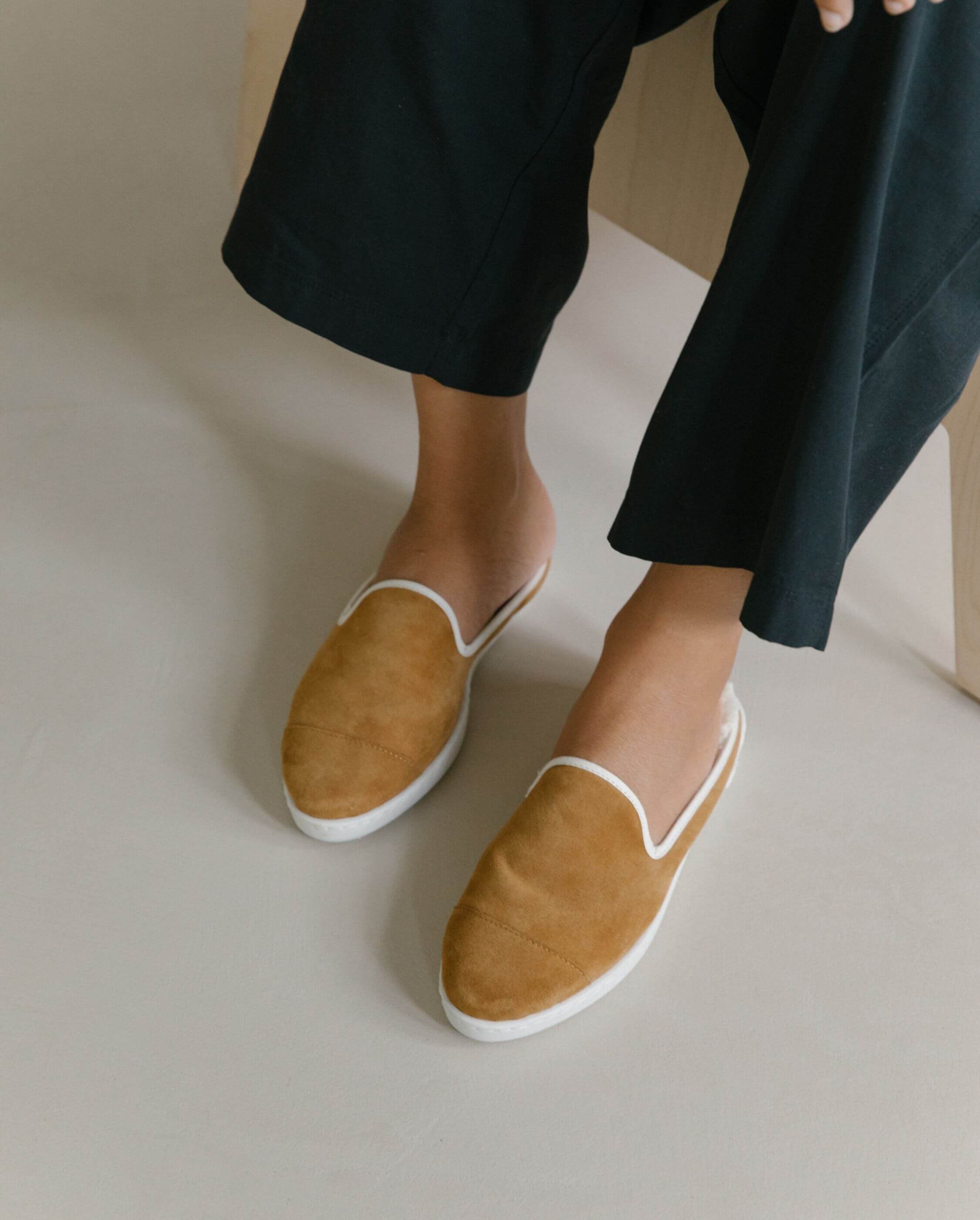 Women's leather mule, camel ANGARDE Brown