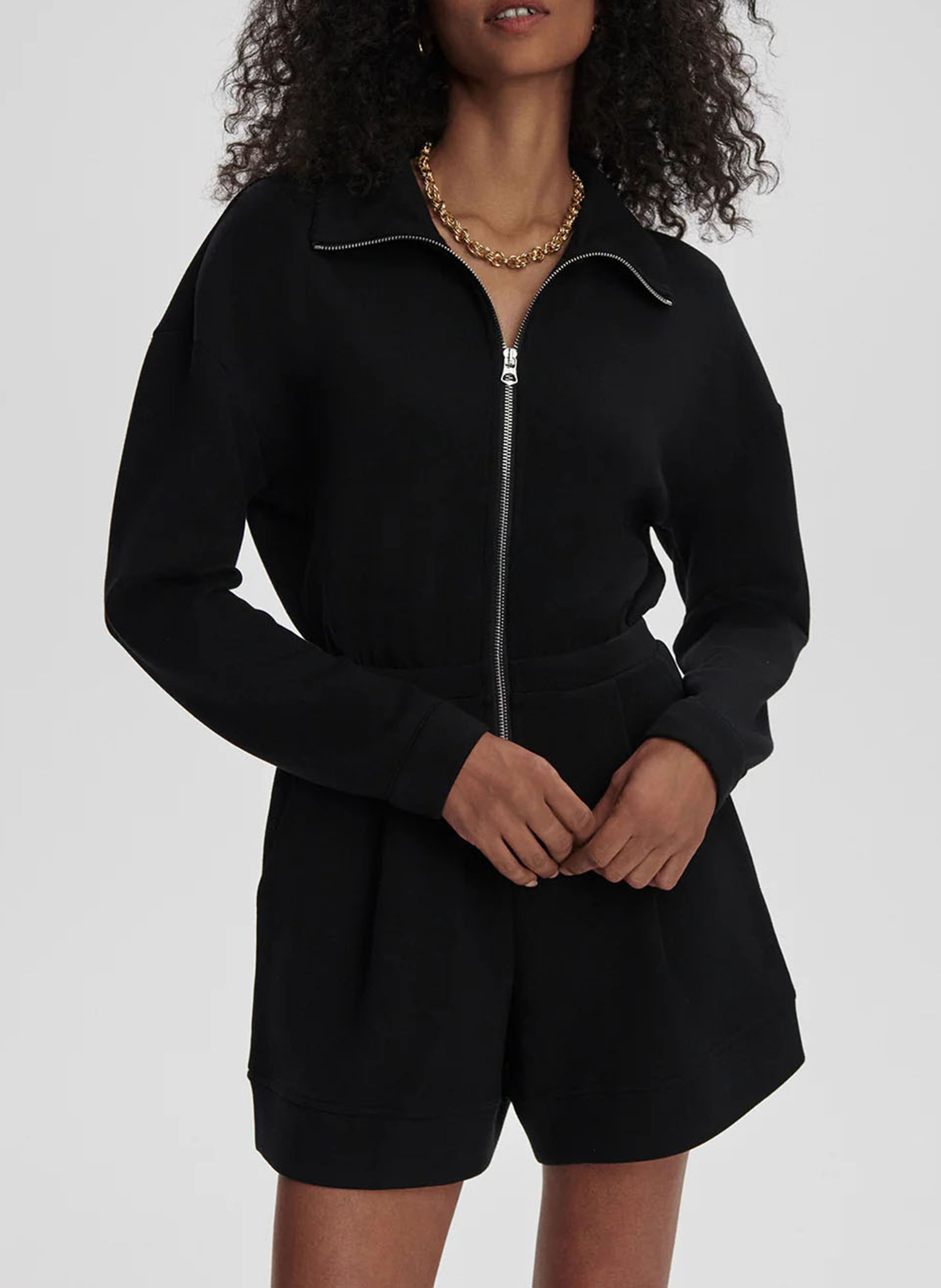 Gerader Playsuit mit Stehkragen VARLEY Schwarz