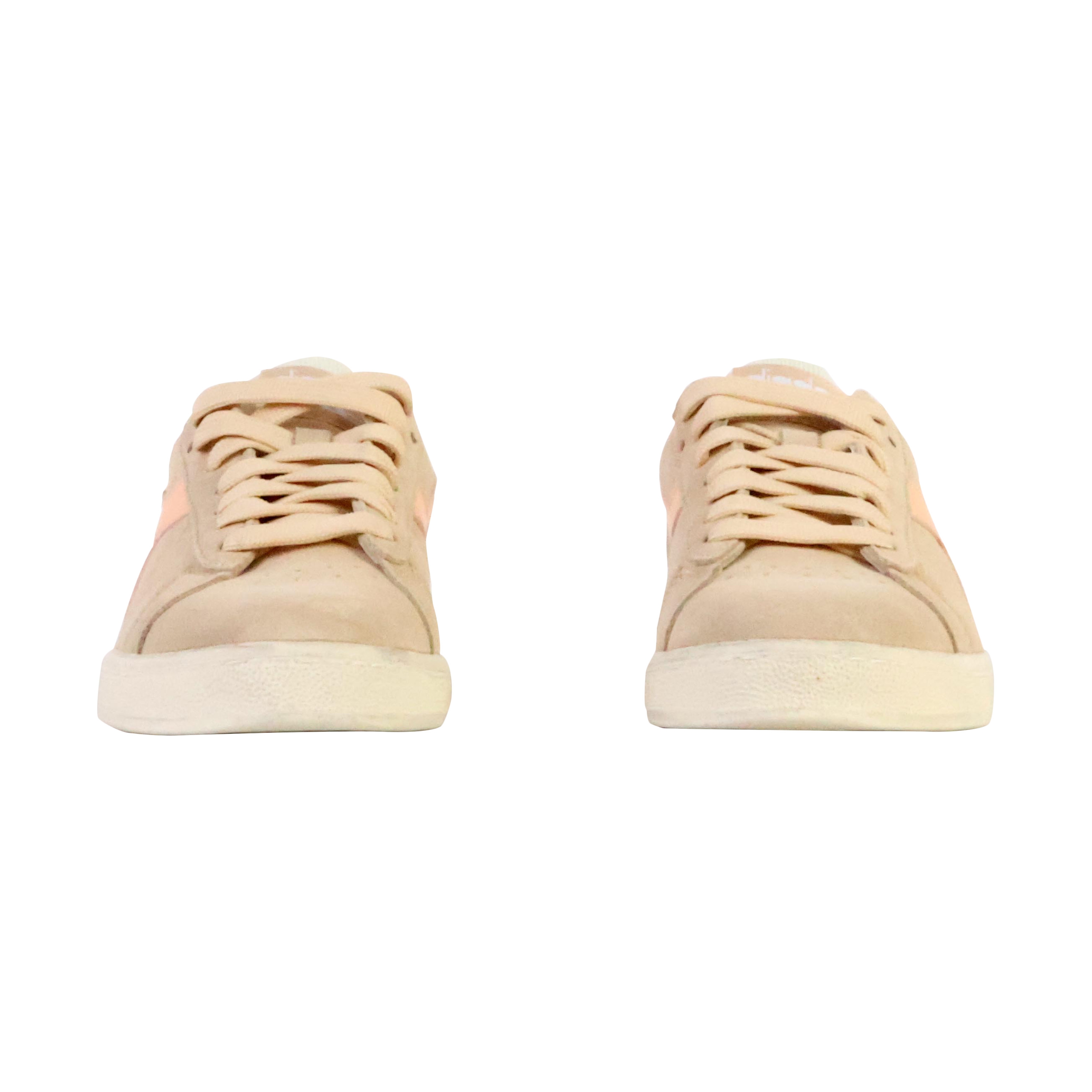 Waxed suede leather low-top sneakers DIADORA Beige