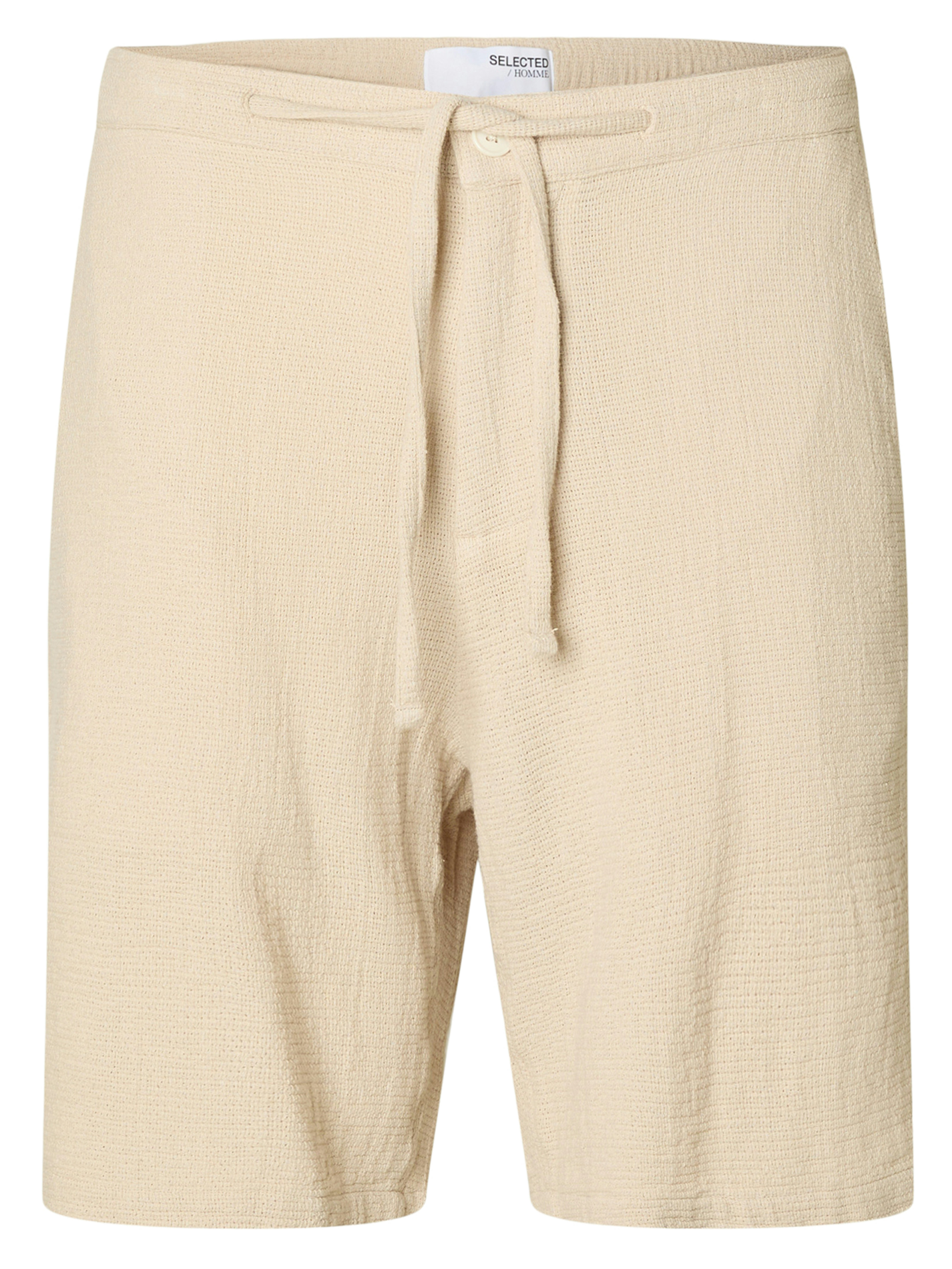 Straight-leg organic cotton striped shorts SELECTED Beige