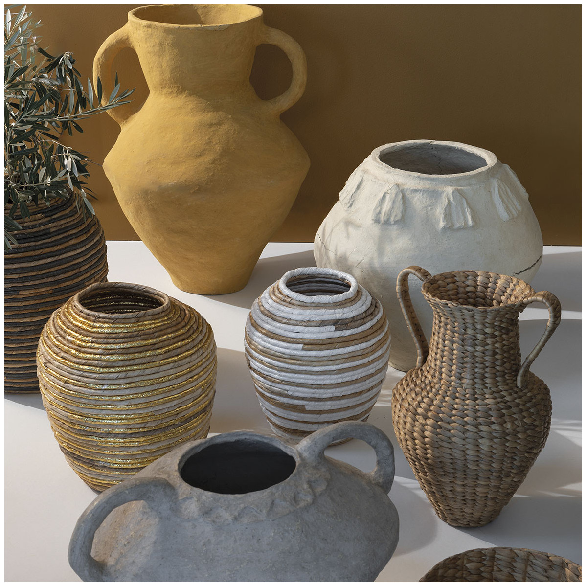 Jarre décorative abaca BLANC D'IVOIRE Beige