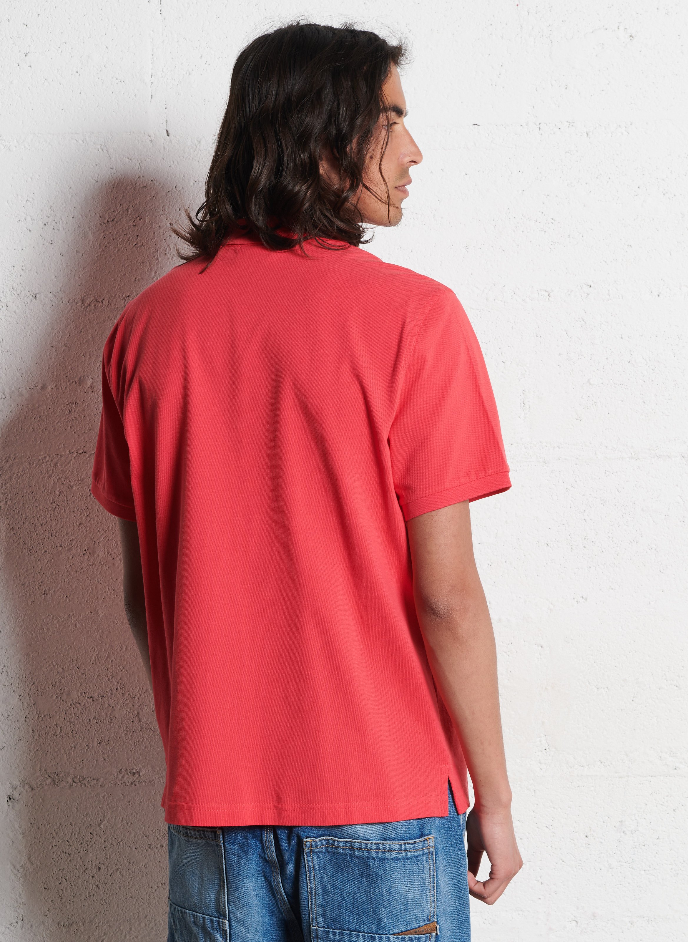 Straight cotton polo shirt with classic collar GANT Red