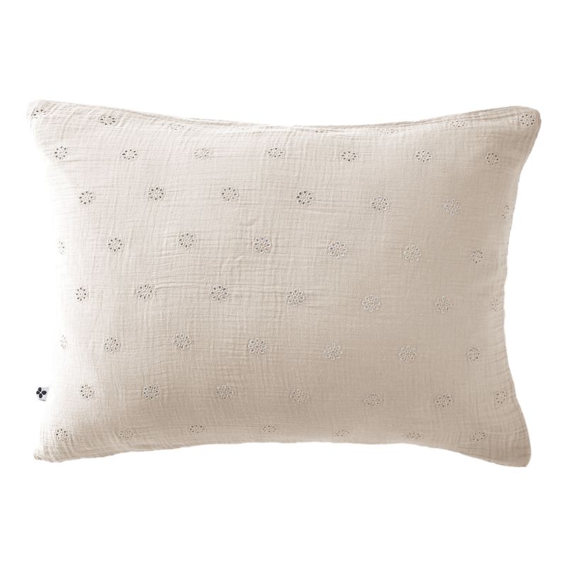 Cotton percale pillow case L'EFFET PAPILLON White