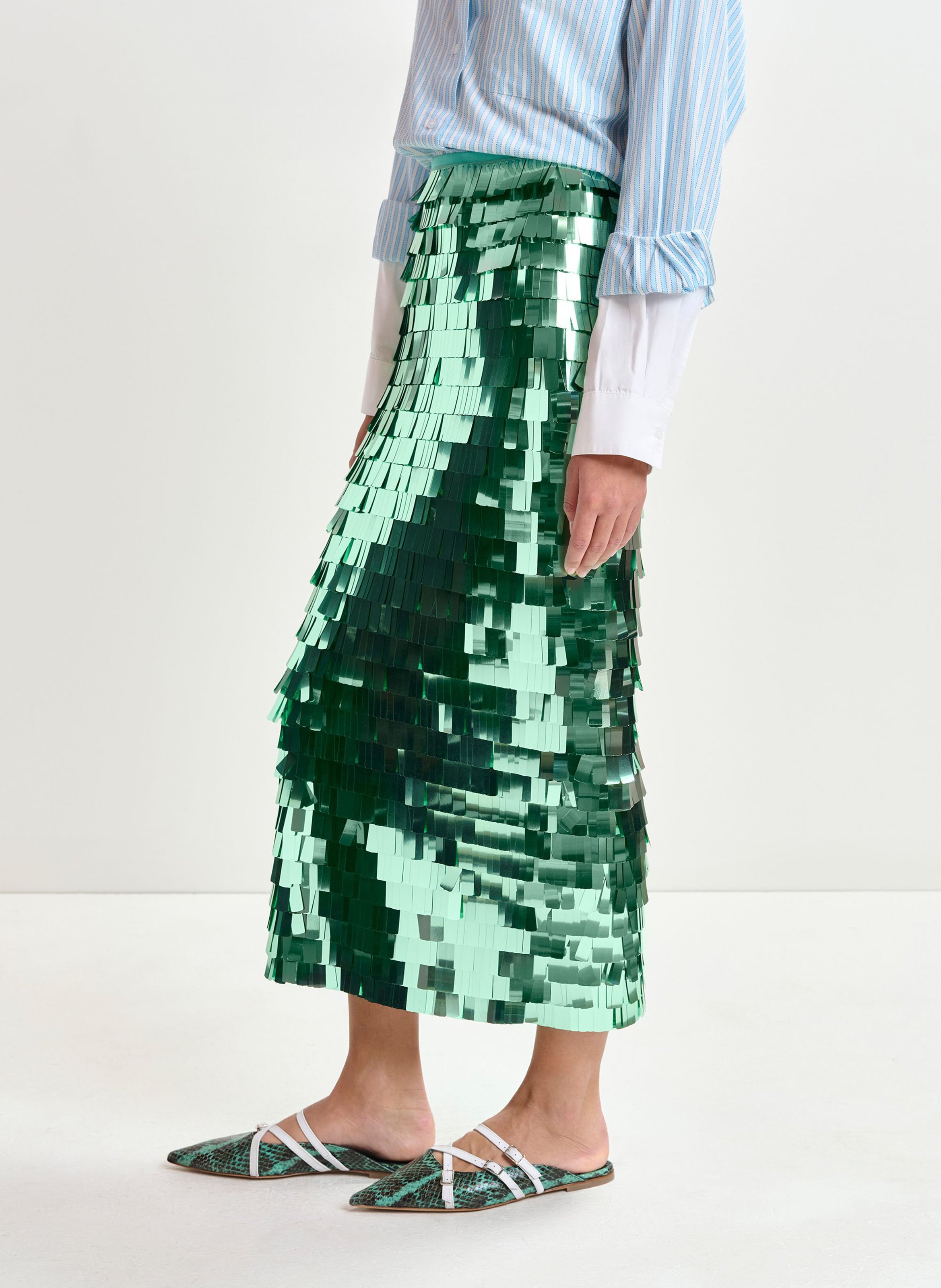Jupe midi droite à paillettes ESSENTIEL ANTWERP Vert