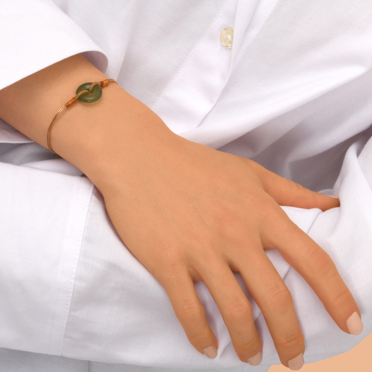 Bracelet fin réglable babylone agate verte fils de soie SATELLITE PARIS Vert