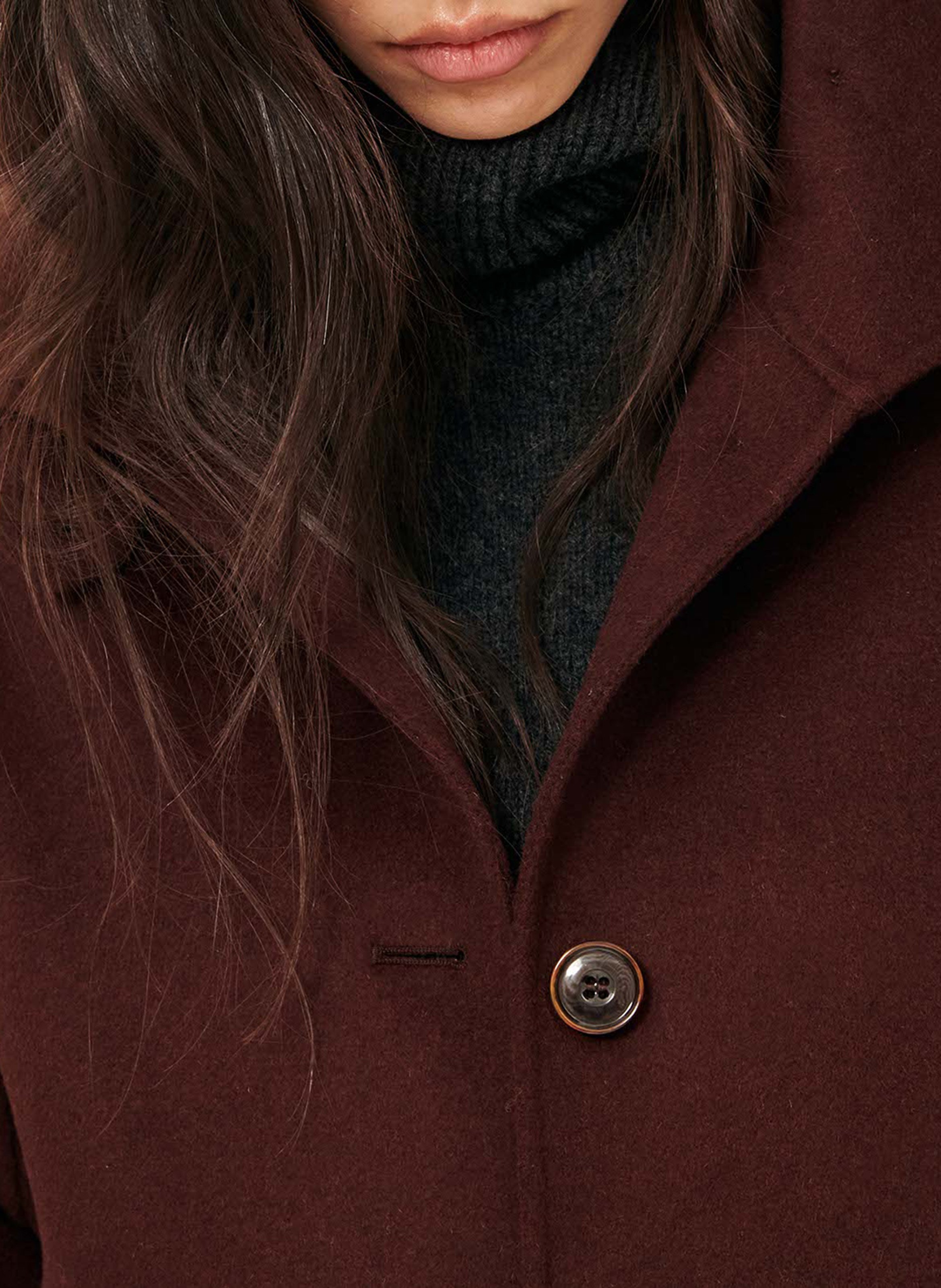 Short high-neck wool-blend coat SESSUN Brown