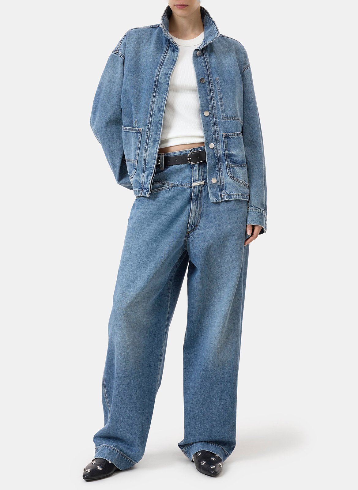 Veste droite en coton mélangé CLOSED Bleu