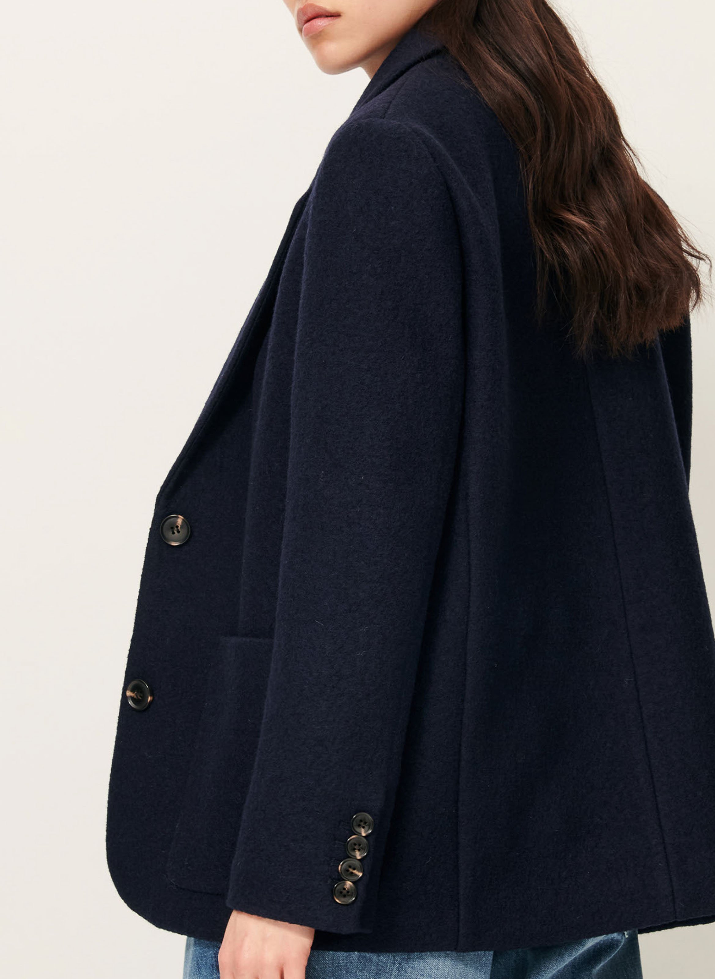 Straight-cut wool blazer SESSUN Blue