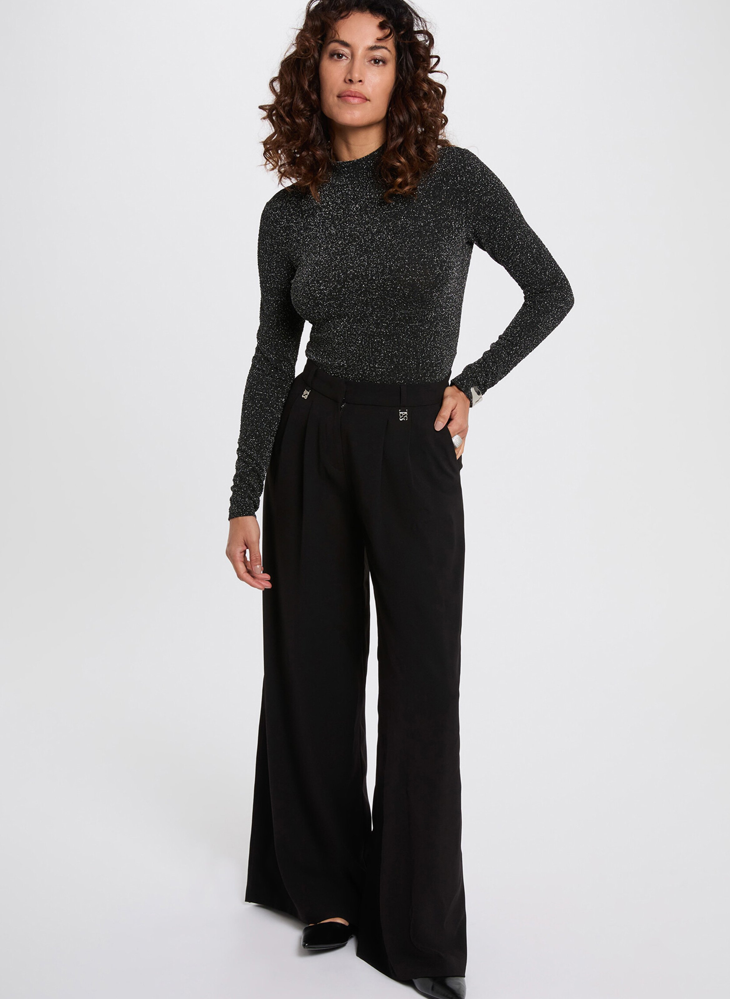 Top manches longues pailleté MORGAN Argent