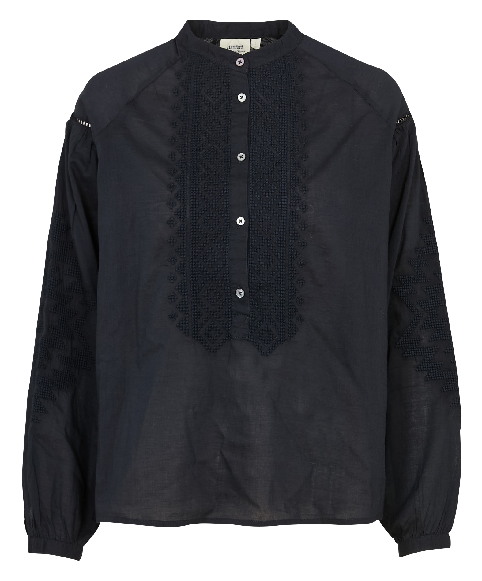 Blouse col rond en coton HARTFORD Noir