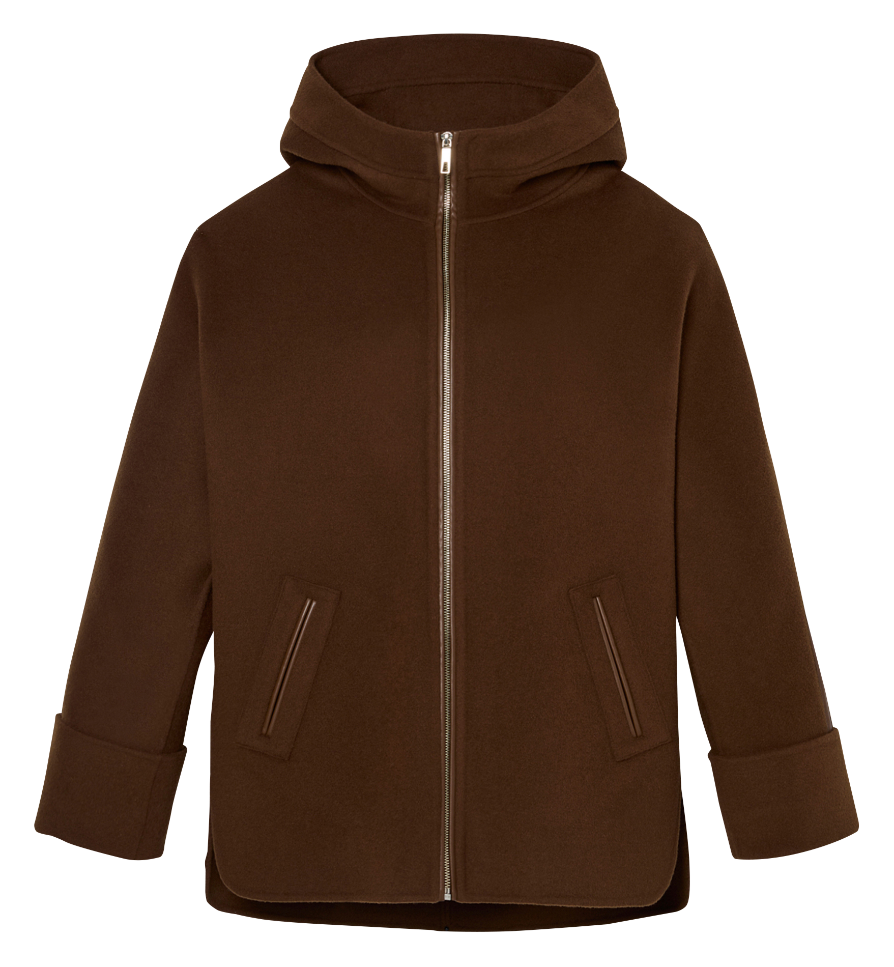 Straight wool-blend coat with hood ZAPA Brown