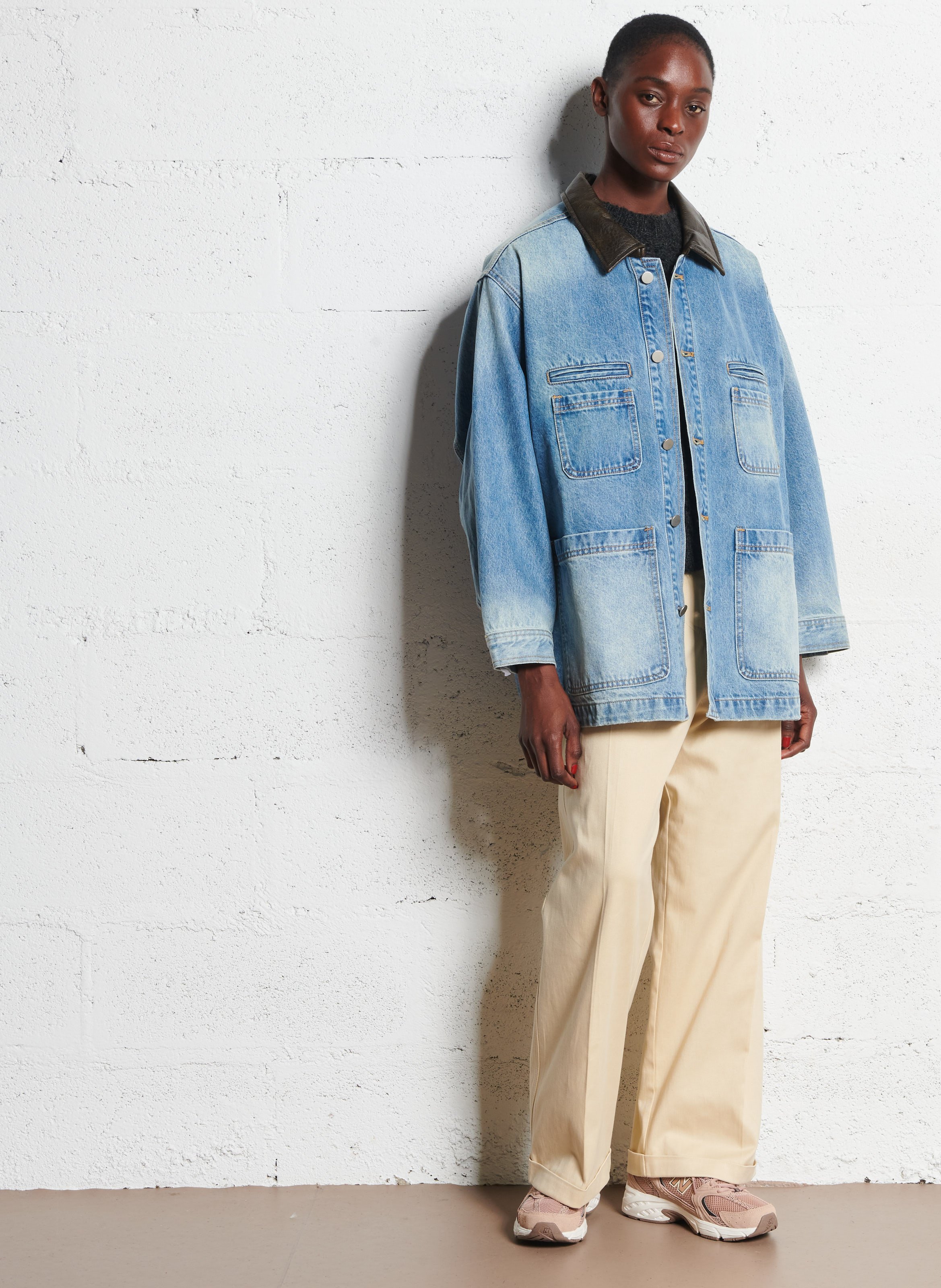 Jeansjasje met klassieke kraag BERENICE Blauw