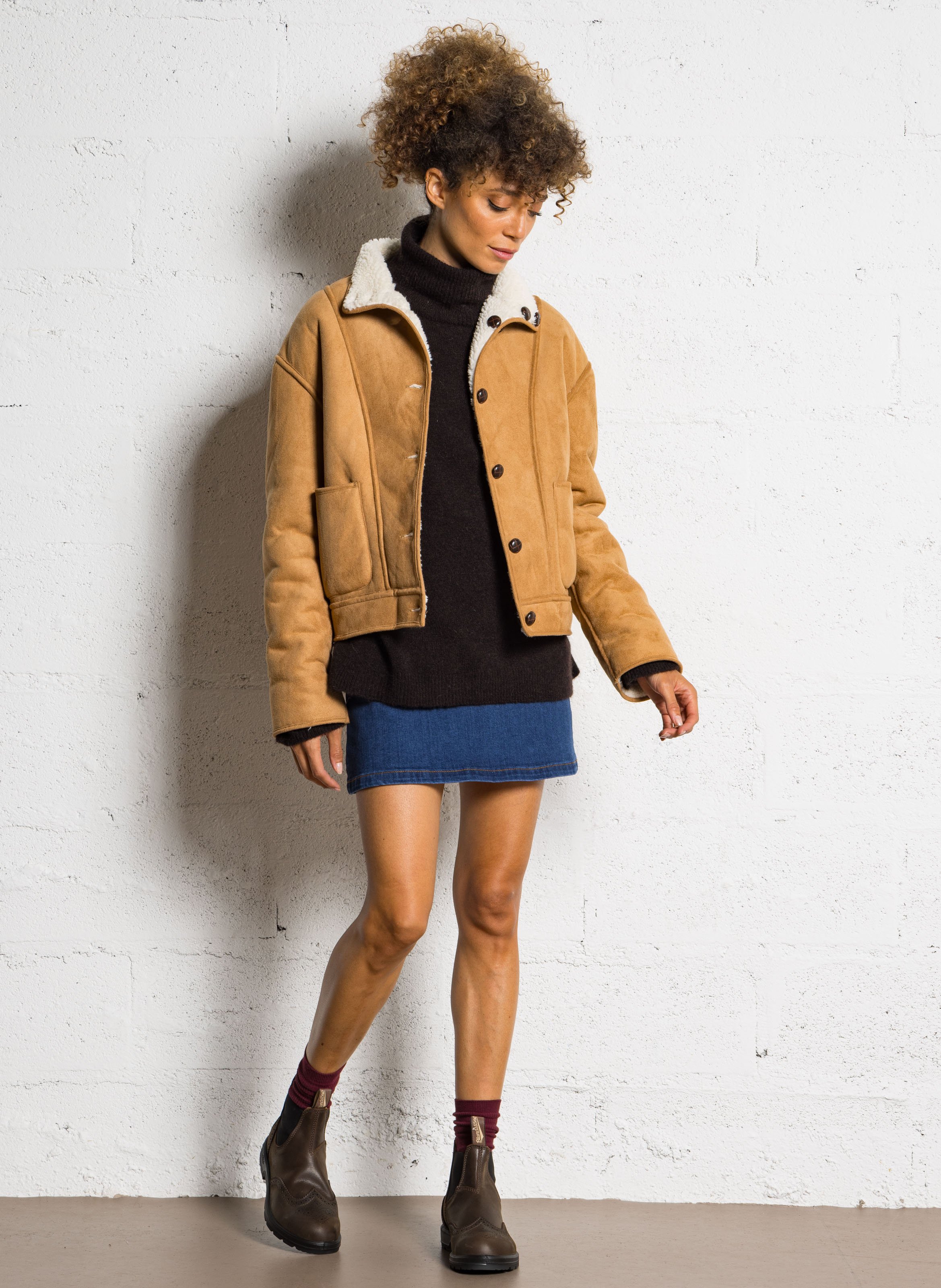 Manteau court col montant LA PETITE ETOILE Marron