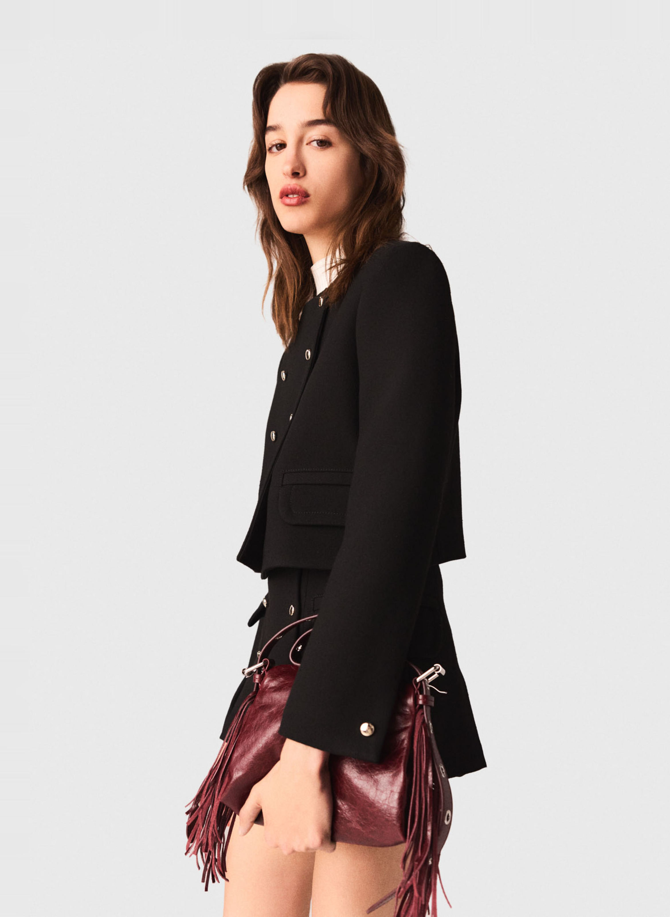 Veste tailleur courte boutonnée unie MAJE Noir