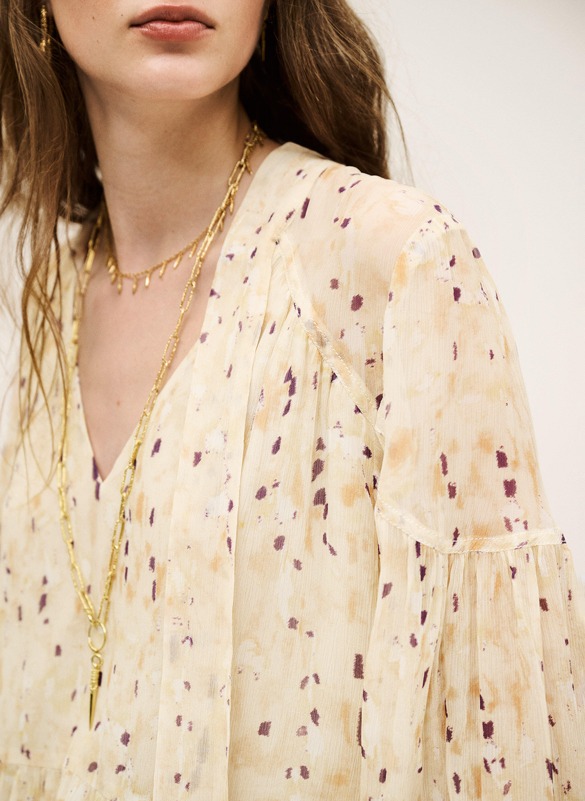 Blouse droite imprimée BA&SH Beige