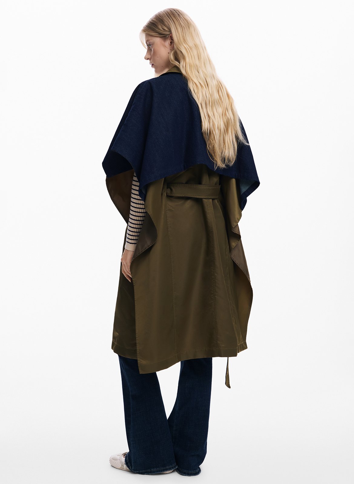 Poncho style trench bimatière DESIGUAL Vert