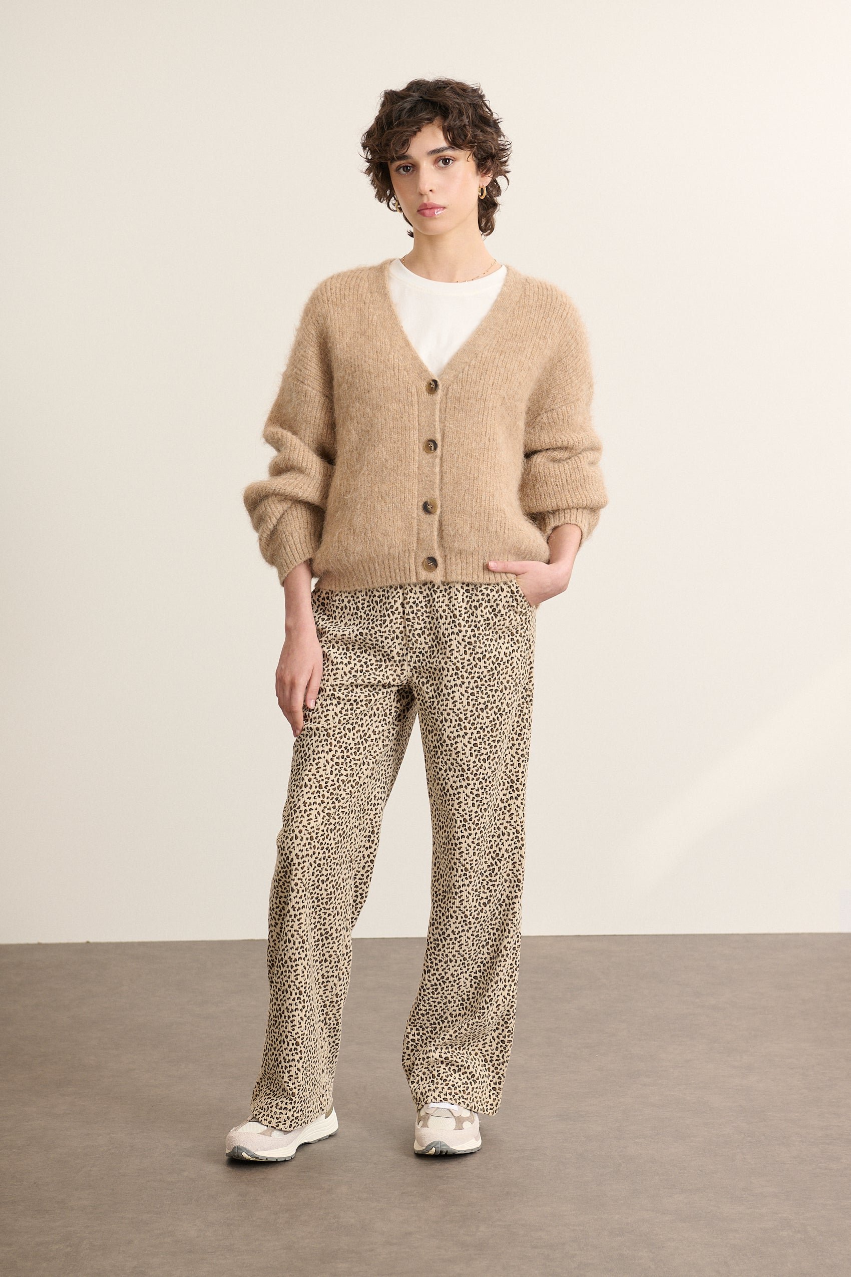 Alpaca Balloon Sleeve Cardigan GARANCE PARIS Beige