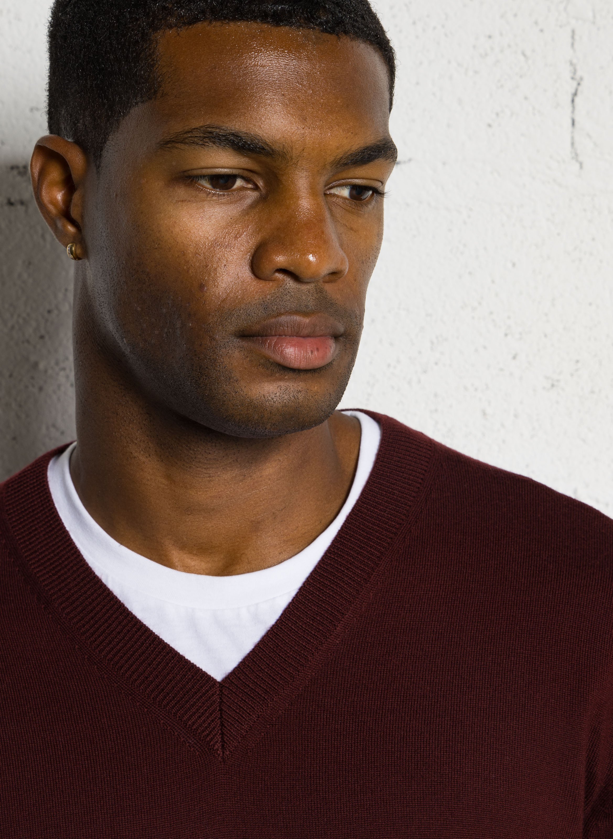 Straight V-neck wool sweater Purple