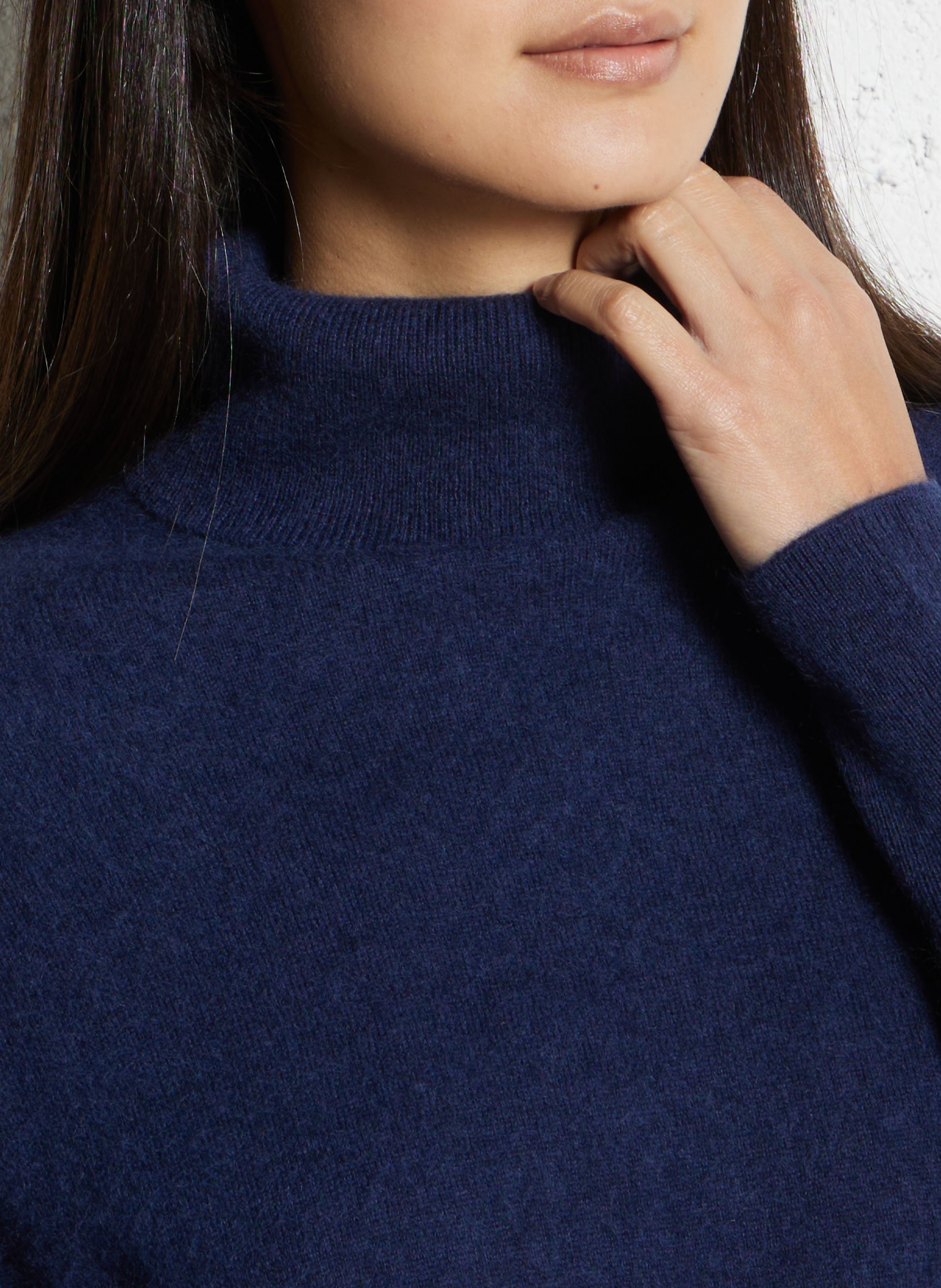 Pull ample col roulé en laine et cachemire SUD EXPRESS Bleu