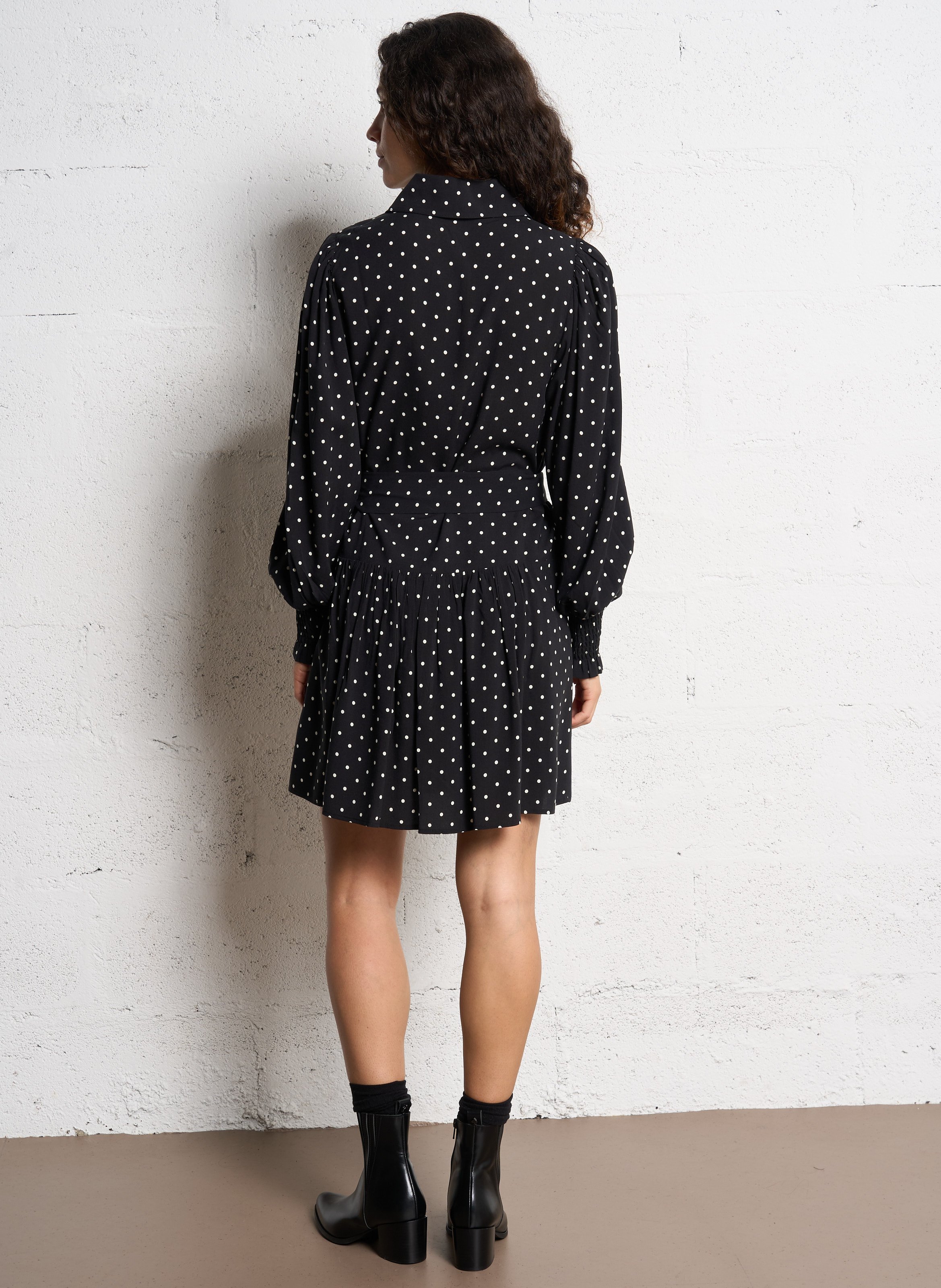 Loose fit dress with classic polka dot collar PETITE MENDIGOTE Black