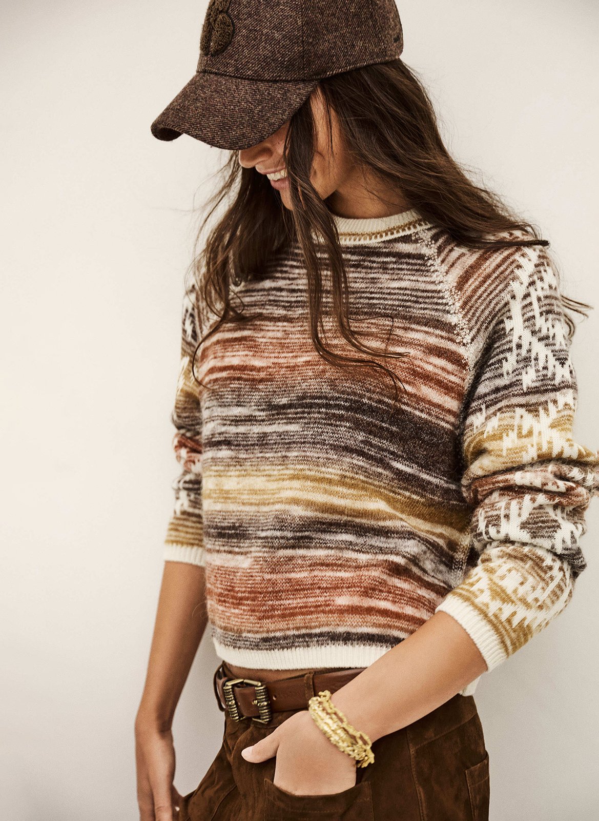Pull droit col rond en laine BA&SH Multicolore