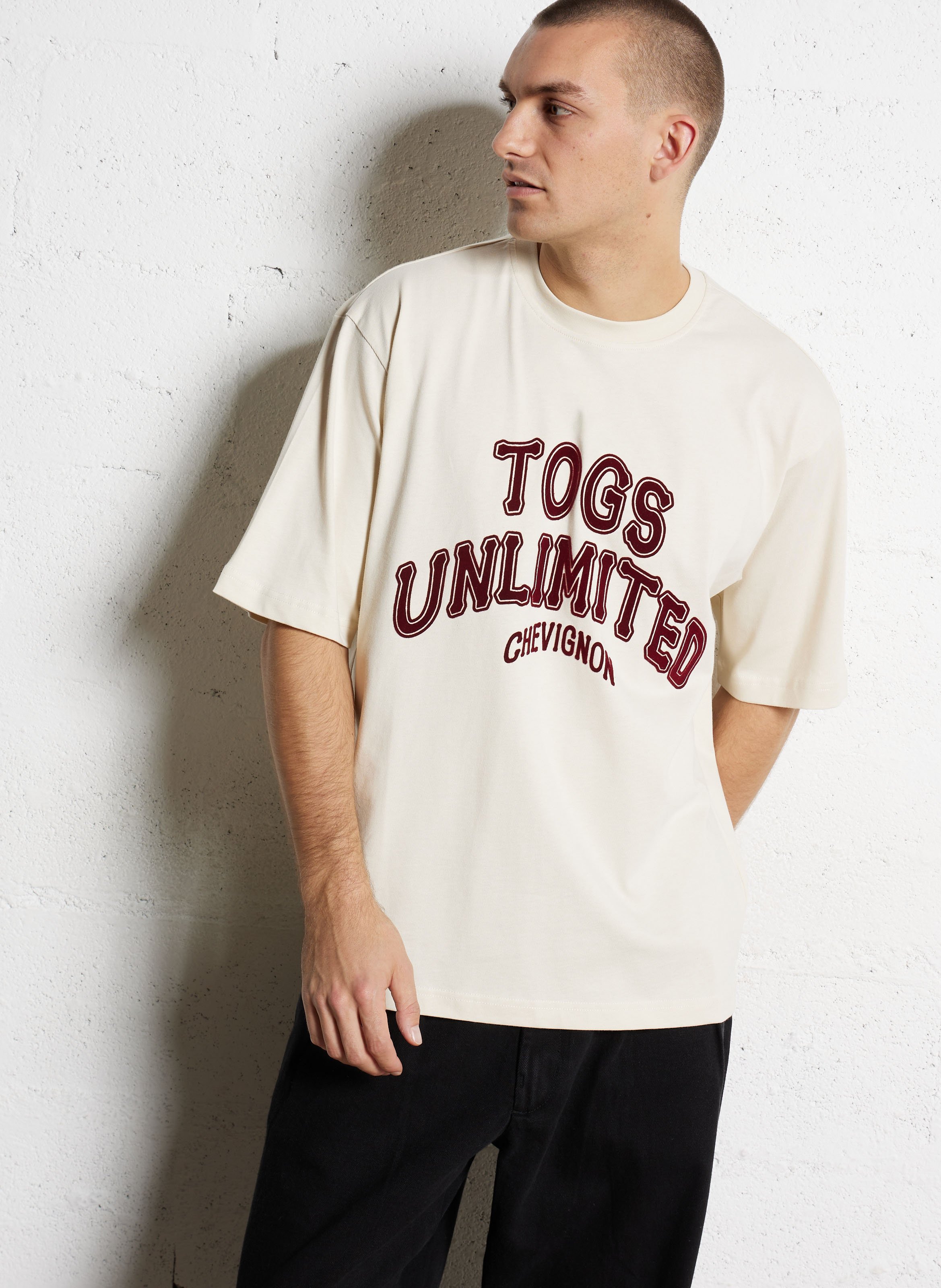 Straight-cut embroidered organic cotton T-shirt with round neck CHEVIGNON White