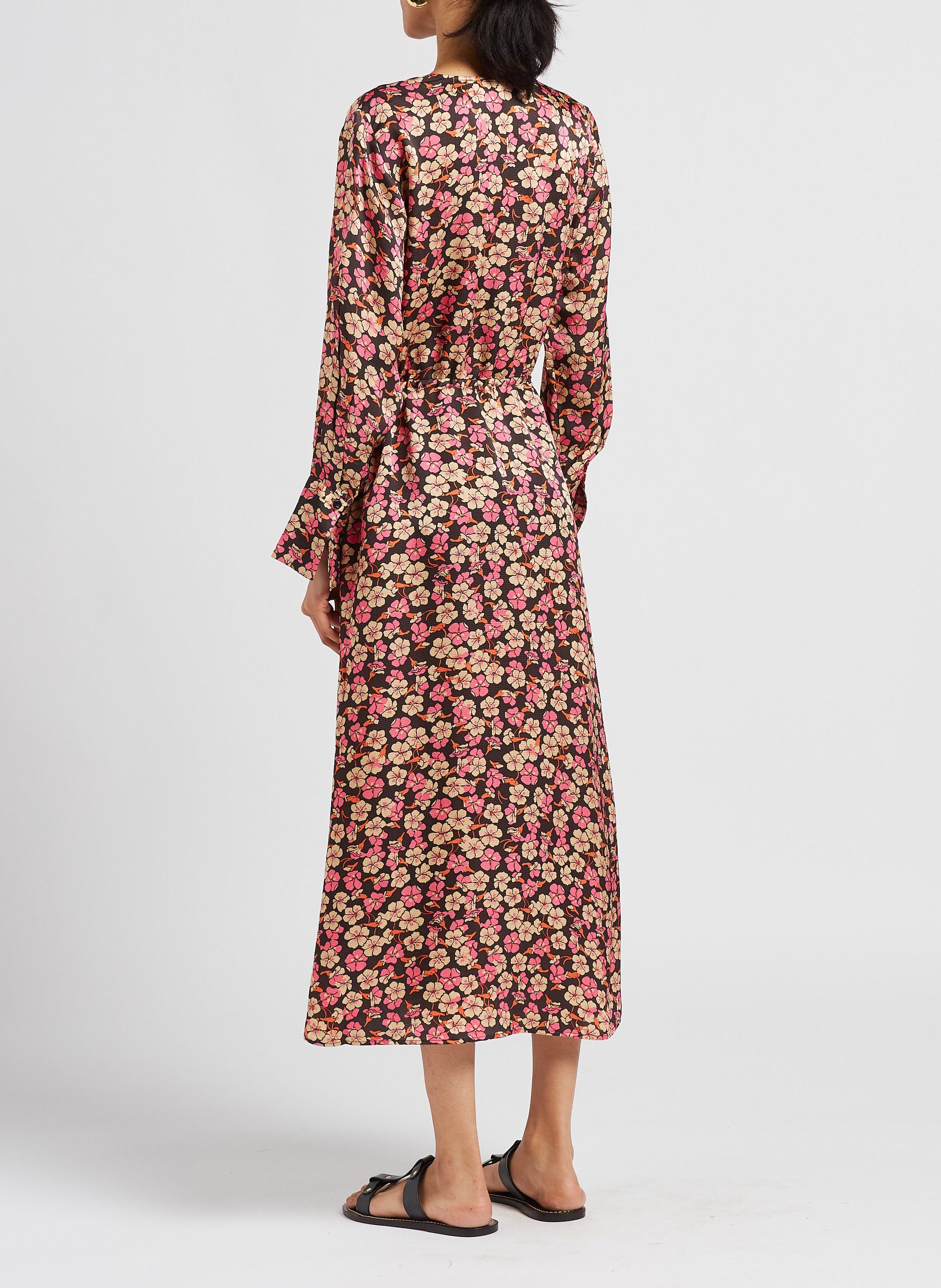 Robe longue imprimée à fleurs  Rose
