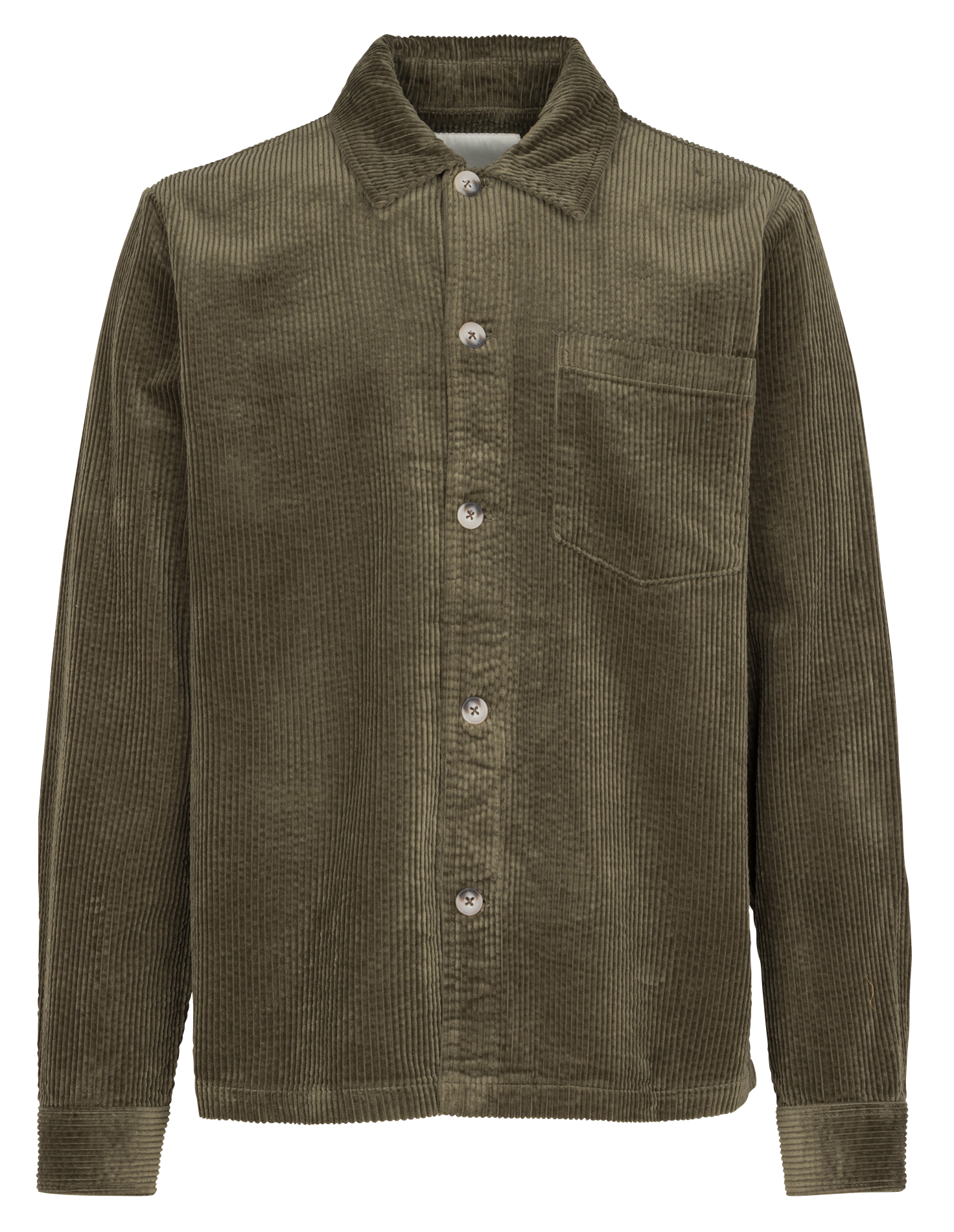 Shirt in regular velvet made of cotton SOLID Groen
