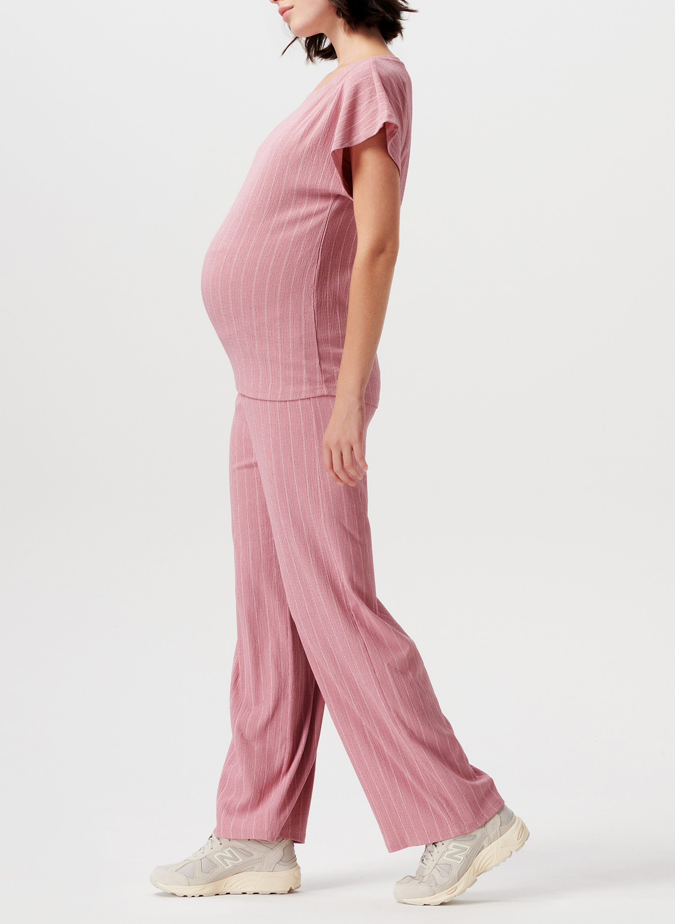 Gestreept T-shirt met ronde hals SUPERMOM Roze