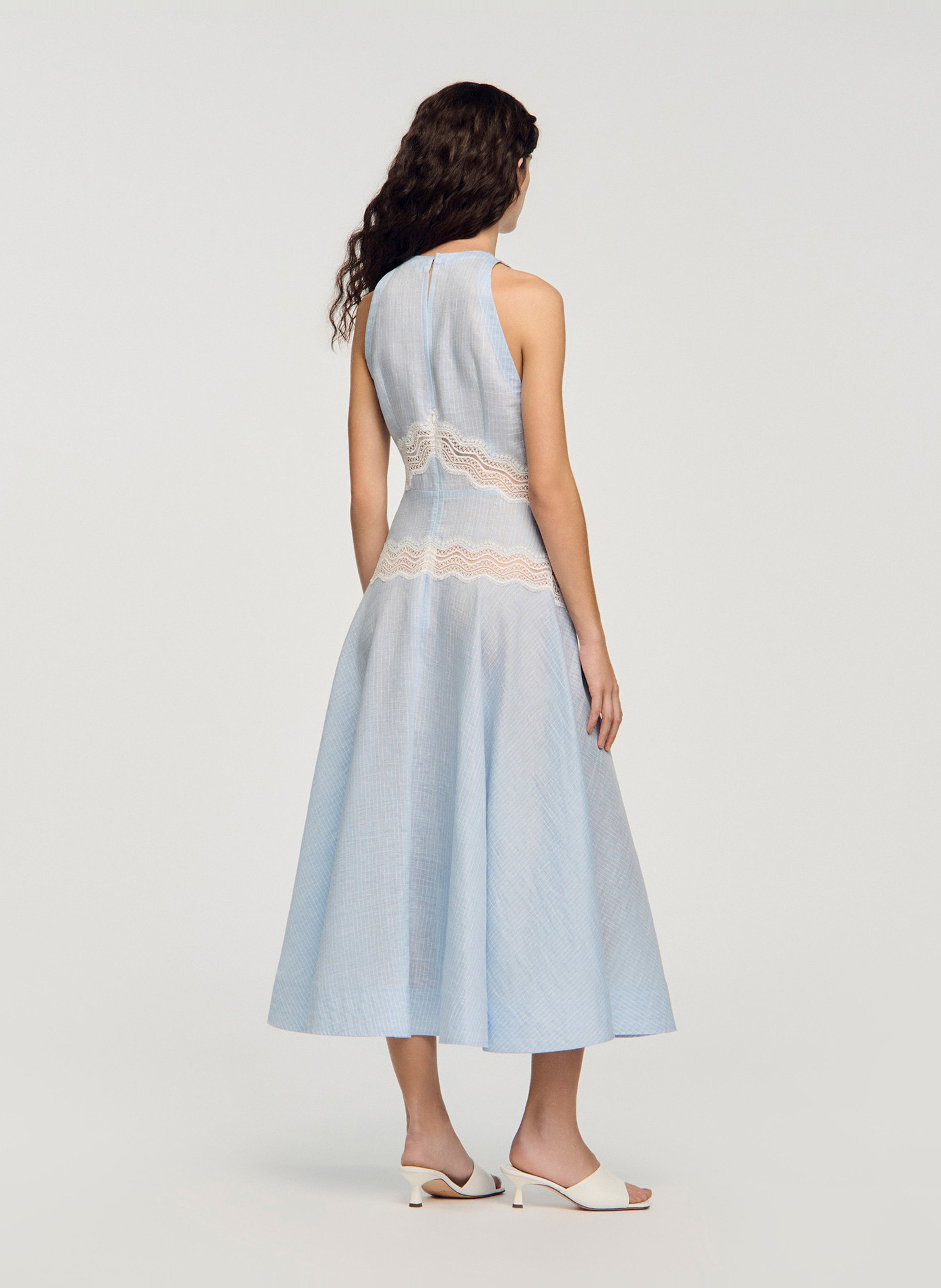 Robe longue en lin mélangé SANDRO Bleu